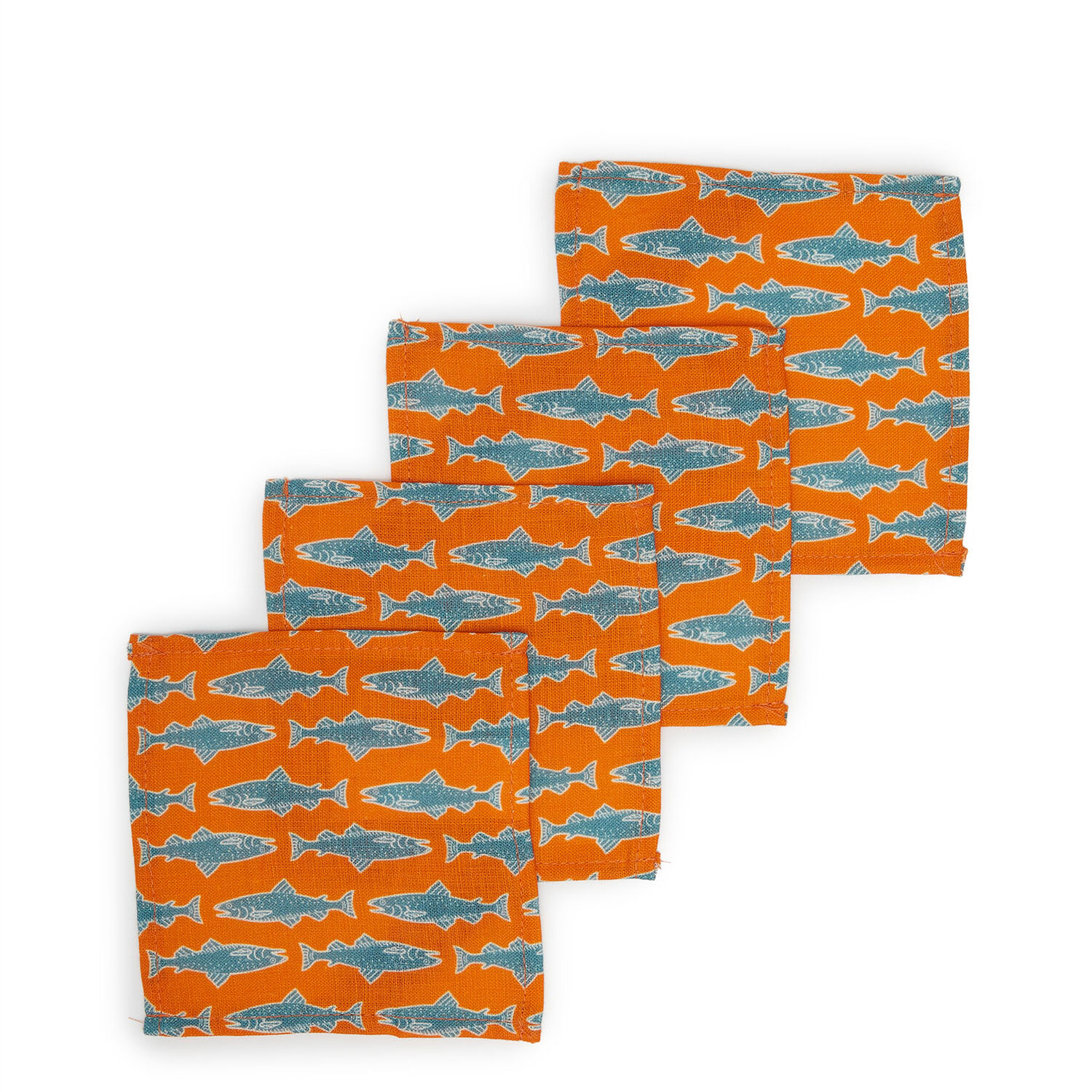 Shop La Doublej Small Napkins Set Of 4 In Como Fish Orange Small