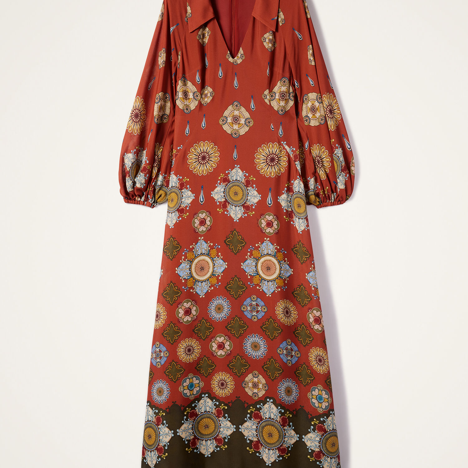 La Doublej Diva Puff-sleeve Midi Dress In Orange