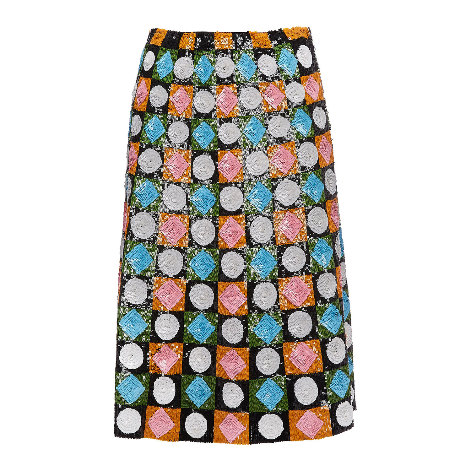 La Doublej Sequinned Geometric-pattern Skirt In Lucky Charms