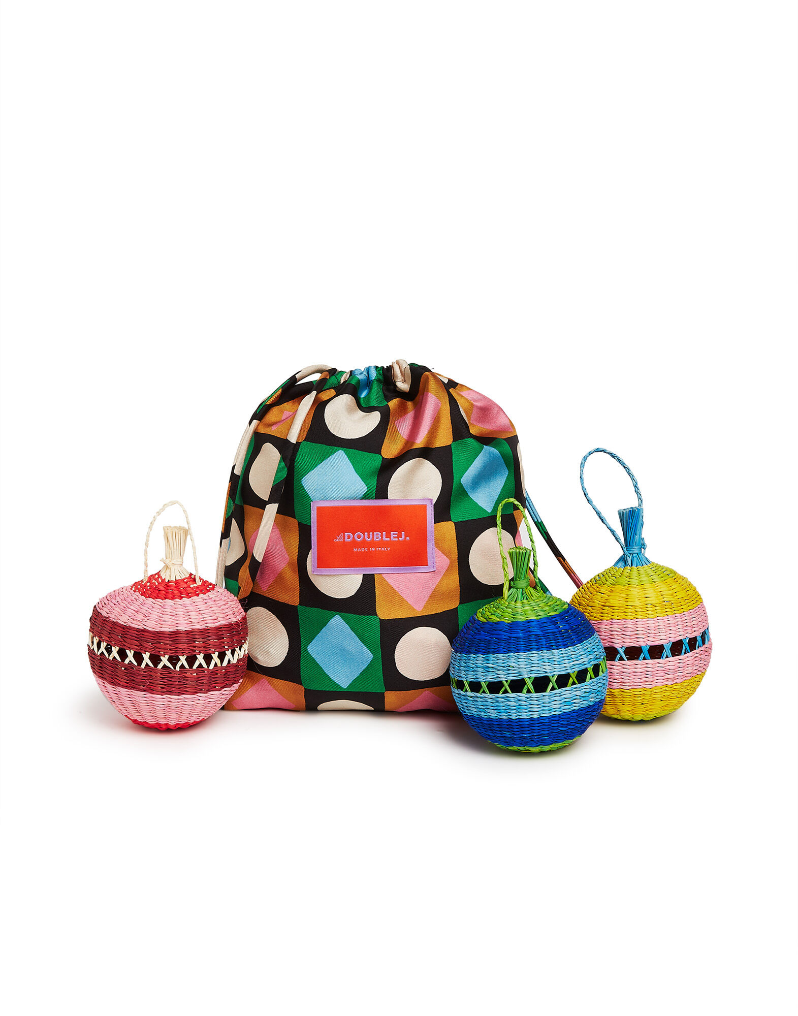 La DoubleJ Set Of 3 Holiday Ornaments (Cascabel) Multicolor Cascabel SFE0002STR001MUL0020