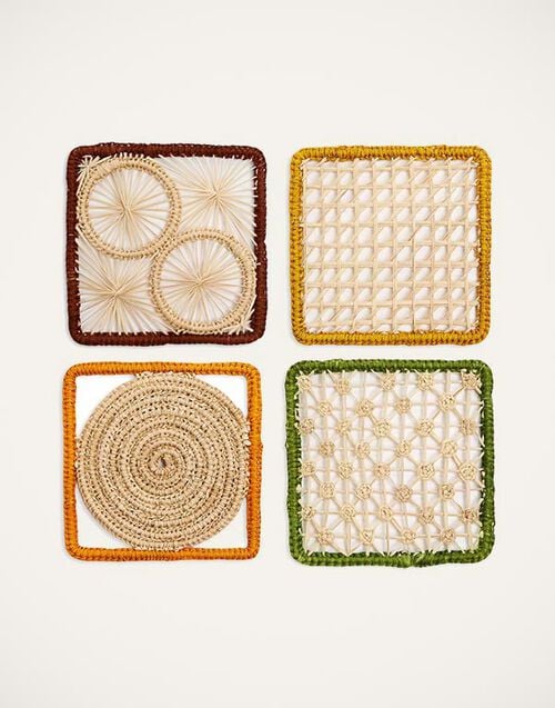 La DoubleJ Raffia Coaster Set Of 4 La DoubleJ Raffia Coaster Set Of 4 Mixed CST0002RAF007MIX0004