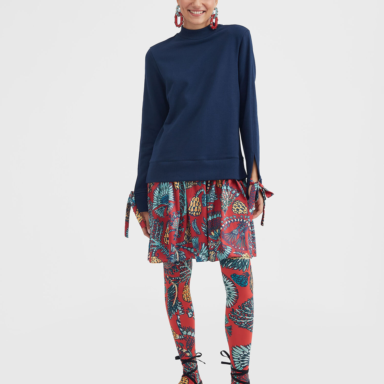La Doublej Printed Tights In Sicomore Red