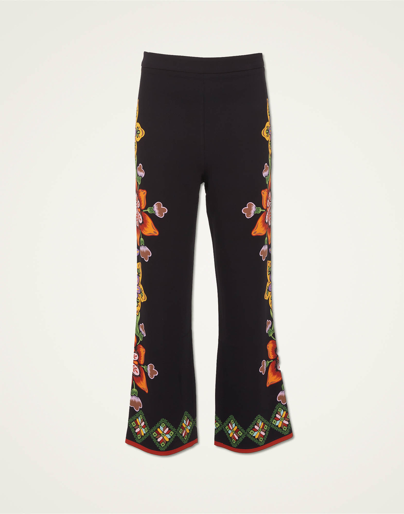 La DoubleJ Stretch Pants La DoubleJ Stretch Pants Folk Flowers Nero Placée TRO0054JER023FFL0004