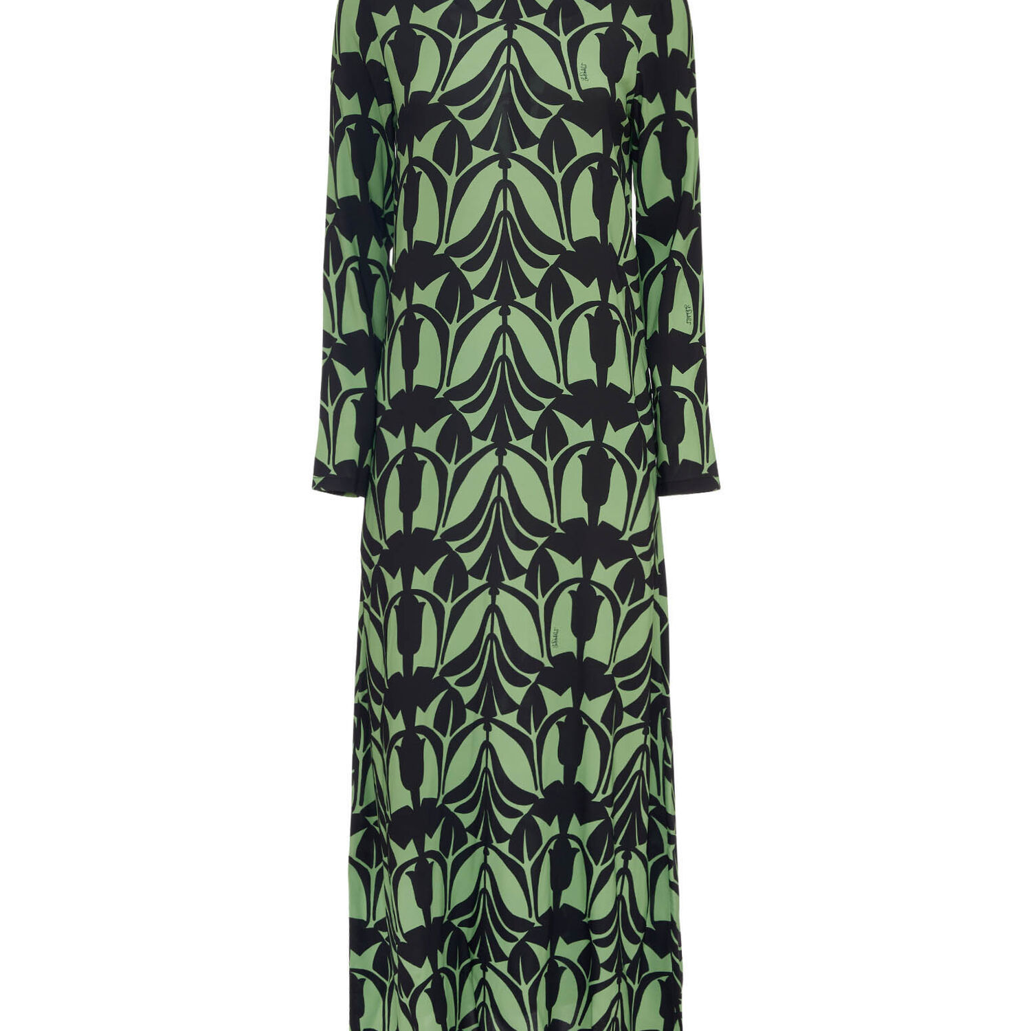 Shop La Doublej Long Sleeve Swing Dress In Papyrus Green