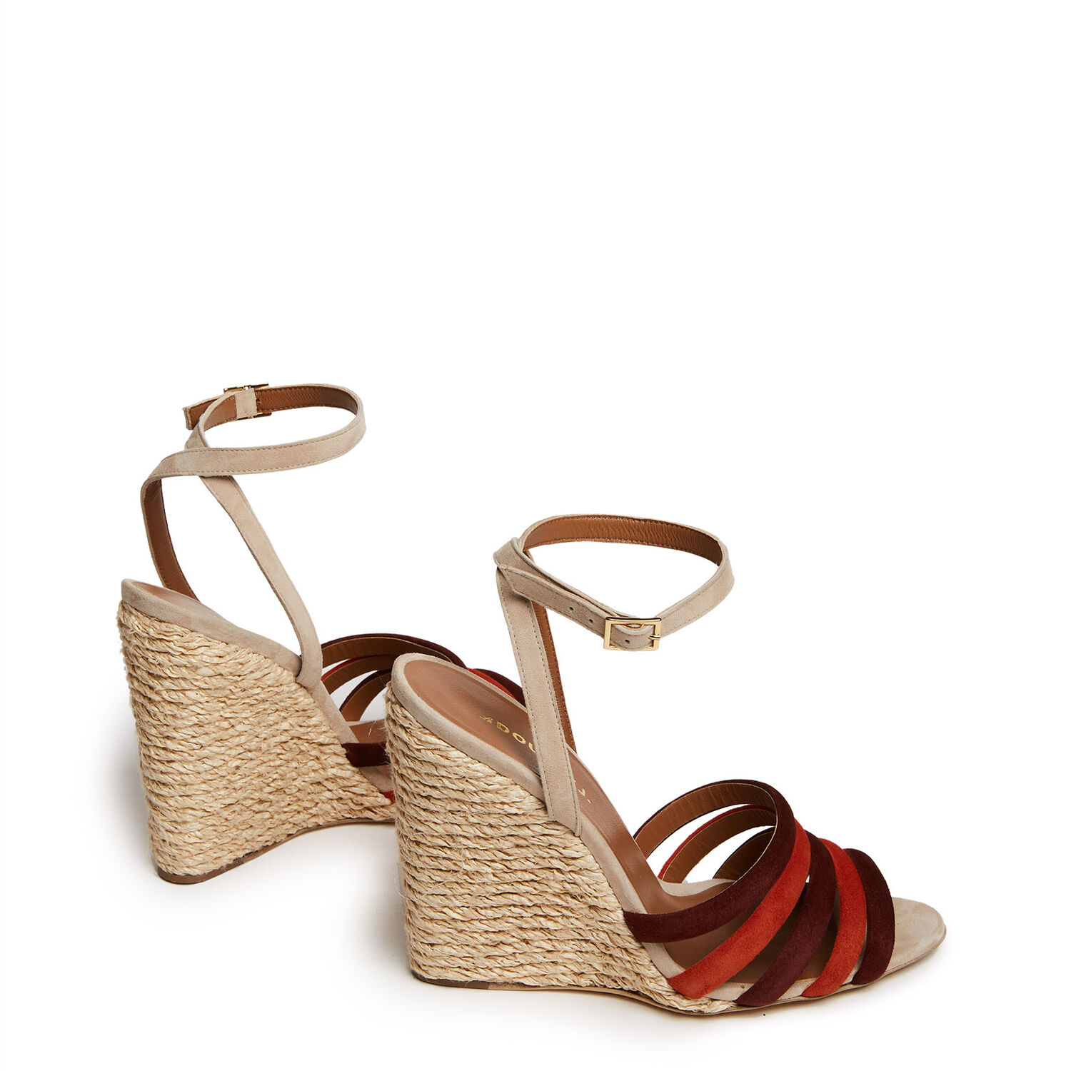 Shop La Doublej Tones Wedge Paglia In Multicolor Ecru'