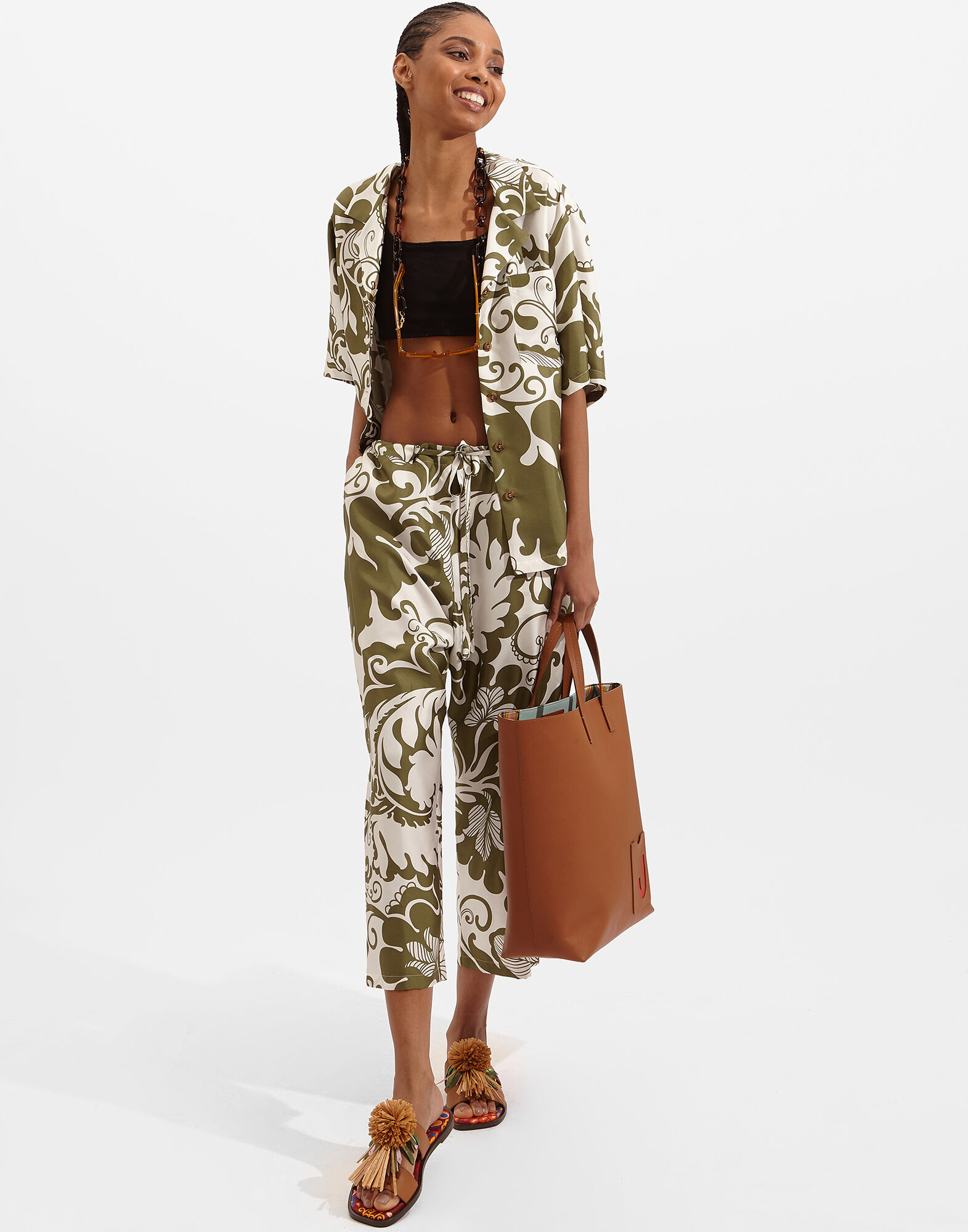 La DoubleJ Drawstring Pants Marea Olive TRO0053SIL001MRE0006