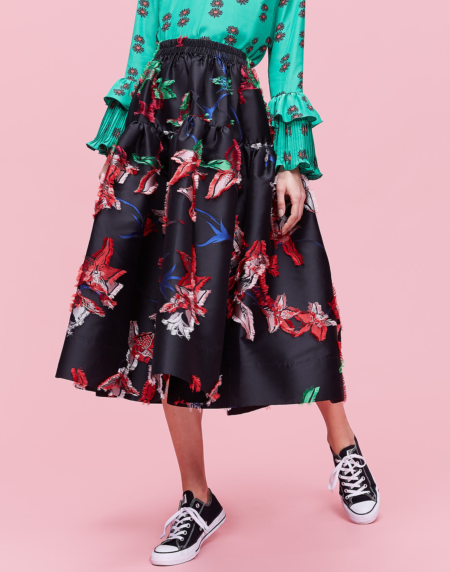 LaDoubleJ Oscar Skirt Orchidea Nero Multicolor SKI0026JAC012ORC0004