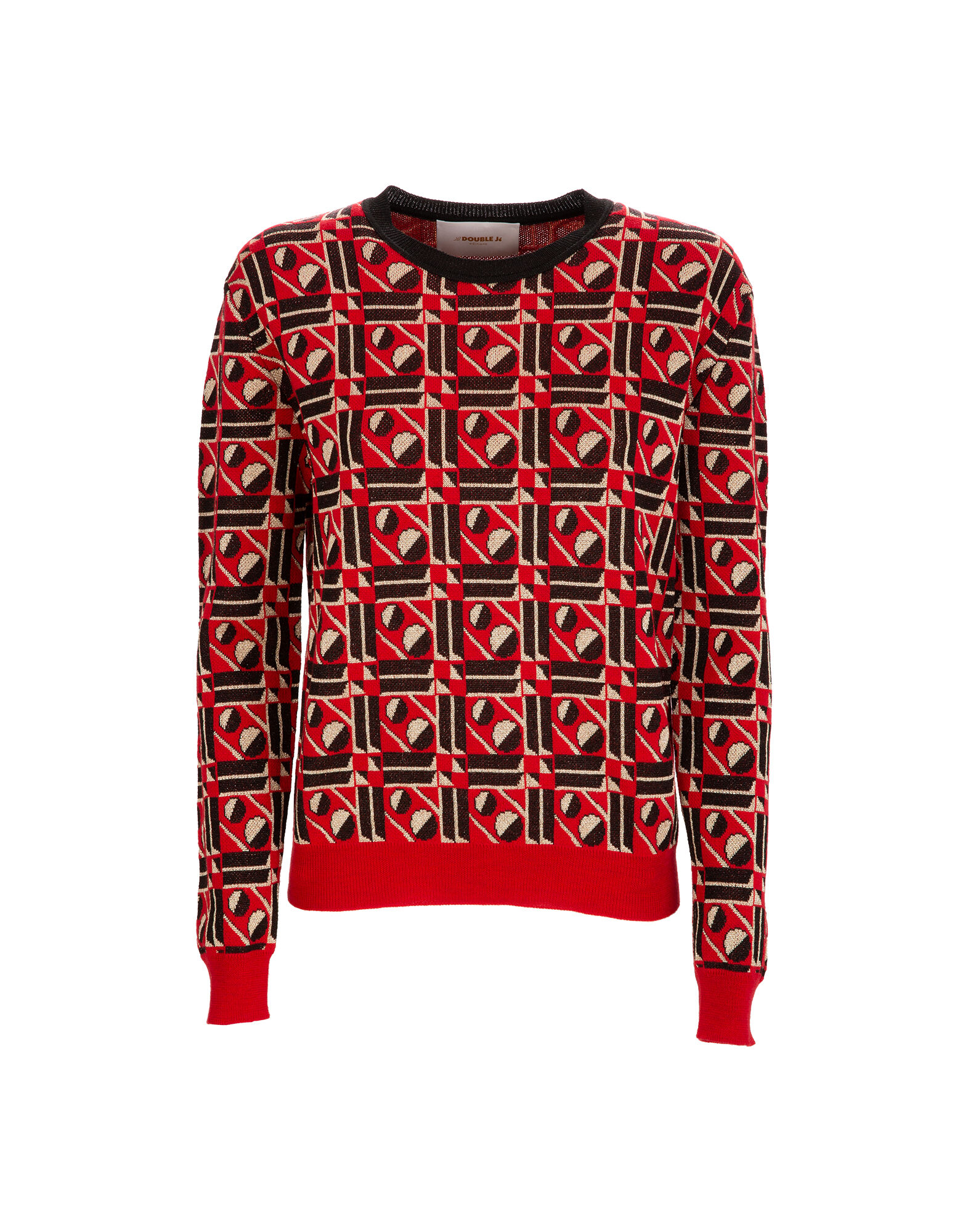 LaDoubleJ Crew Neck Geometrico Rosso PUL0001KNI011GEO0005