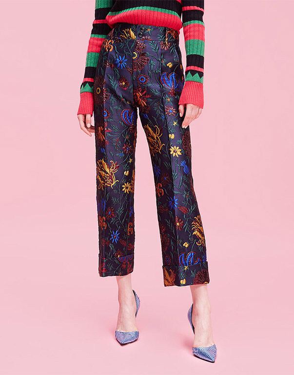 LaDoubleJ Dragon Flower Lurex Hendrix Trousers Dragonflower Lurex TRO0007JAC005DRA0003