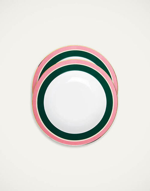 La DoubleJ Soup Plates Set Of 2 Rainbow Forest Green SOU0002CER001RAI03GR03