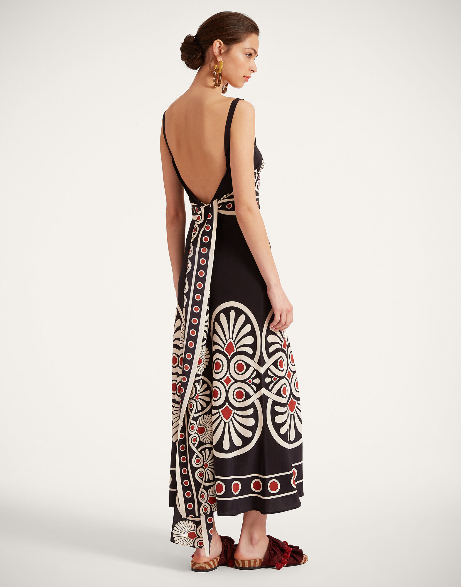 La DoubleJ Slip-Around Dress Medallion Plac&eacute;e Black DRE0562CRE002MED01BL01