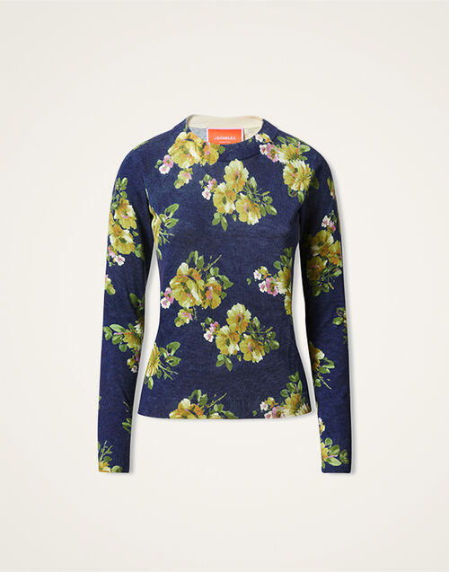 La DoubleJ Silky Crew Neck Riptide Midnight Blue PUL0305KNI172RIP01BU04