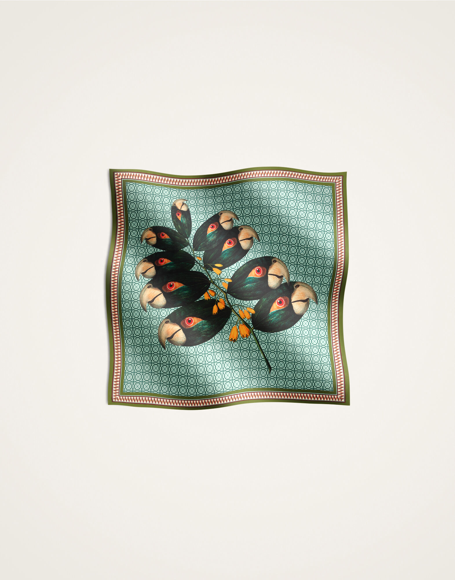 La DoubleJ Foulard 90 Zooflora Parrotstem Plac&eacute;e Light Blue SCA0067SIL006PAS04BU01