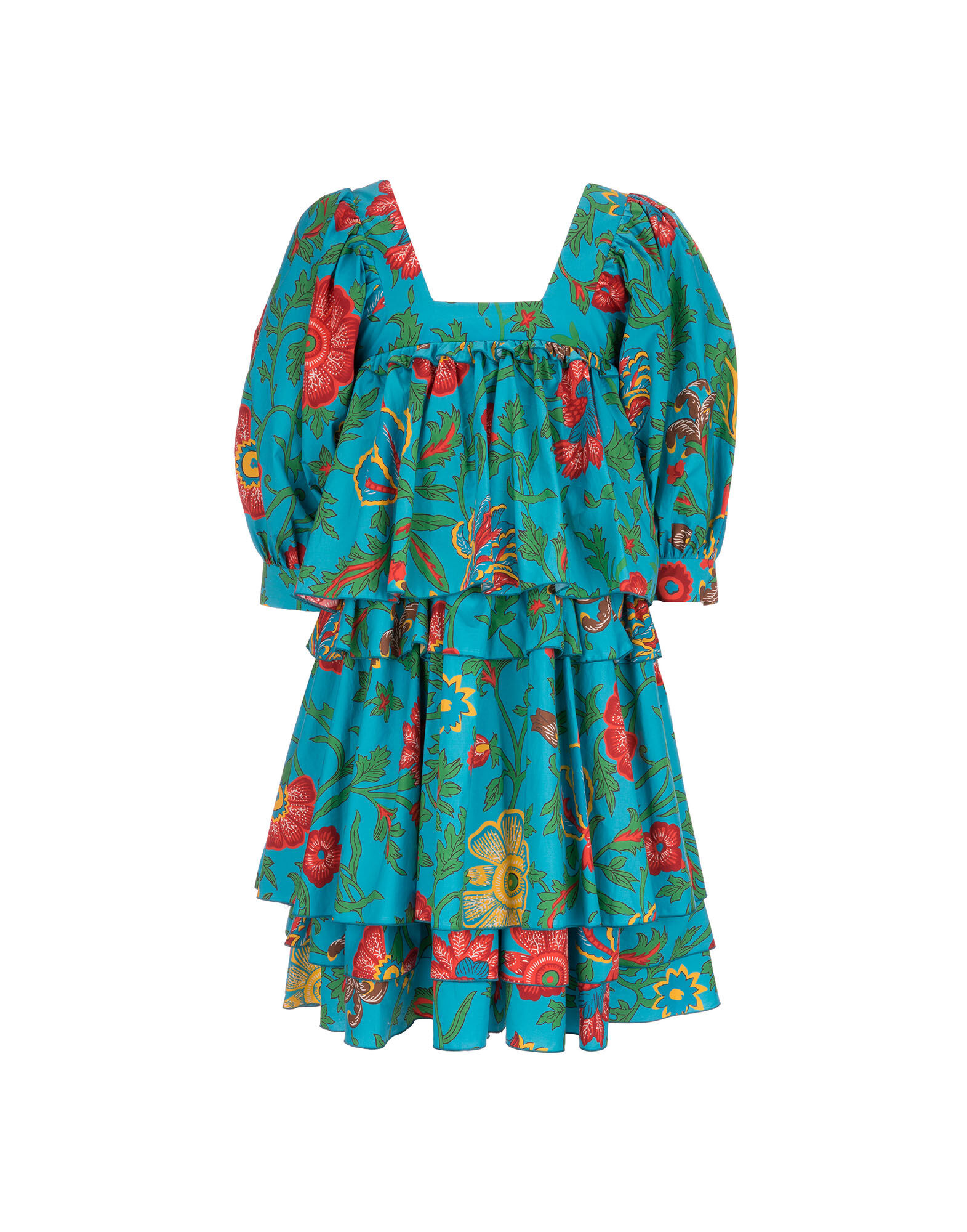 LaDoubleJ Big Mama Dress Dragon Flower Turchese DRE0049COT001DRA0005