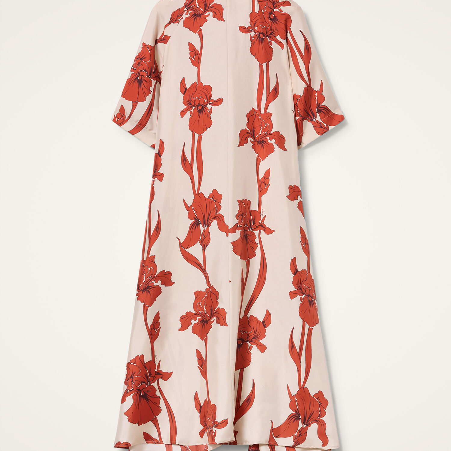La Doublej La Double J Muumuu Printed Silk-satin Maxi Dress In Iris Dark Orange