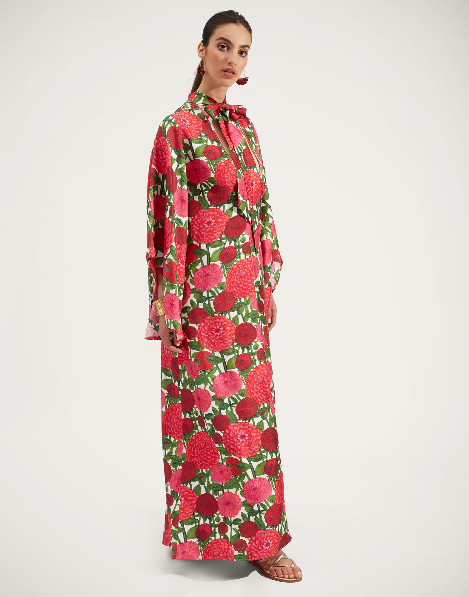 La DoubleJ Magnifico Dress Pink Dahlias DRE0212SIL001DAH0001