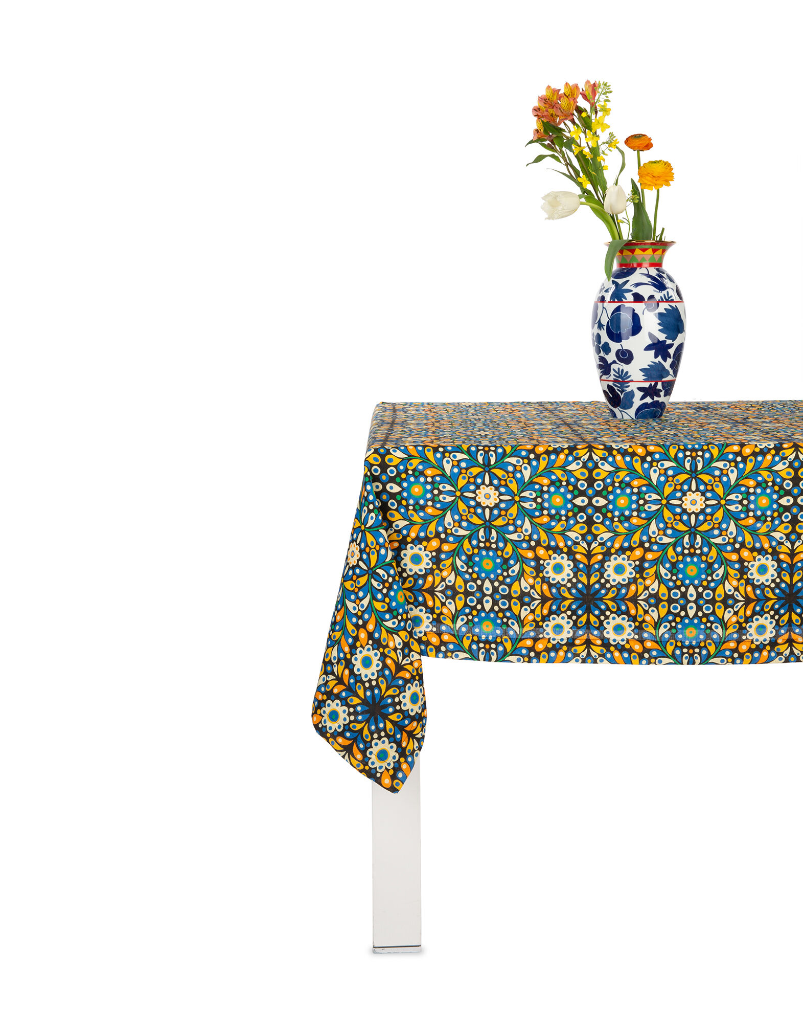 La DoubleJ Large Tablecloth (180x350) Confetti Blu TBC0003LIN001CON0002
