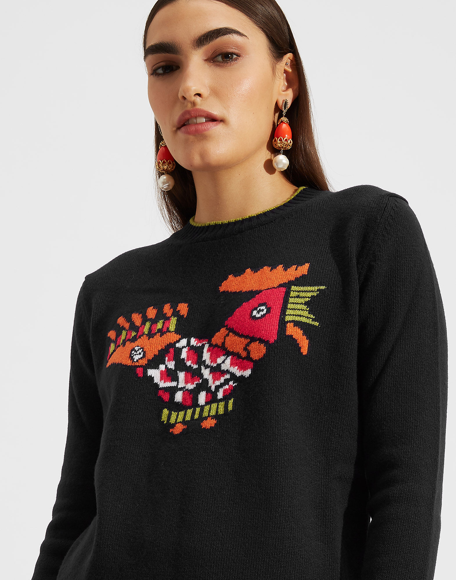 LaDoubleJ Intarsia Crew Neck Nero PUL0004KNI001BLA0002