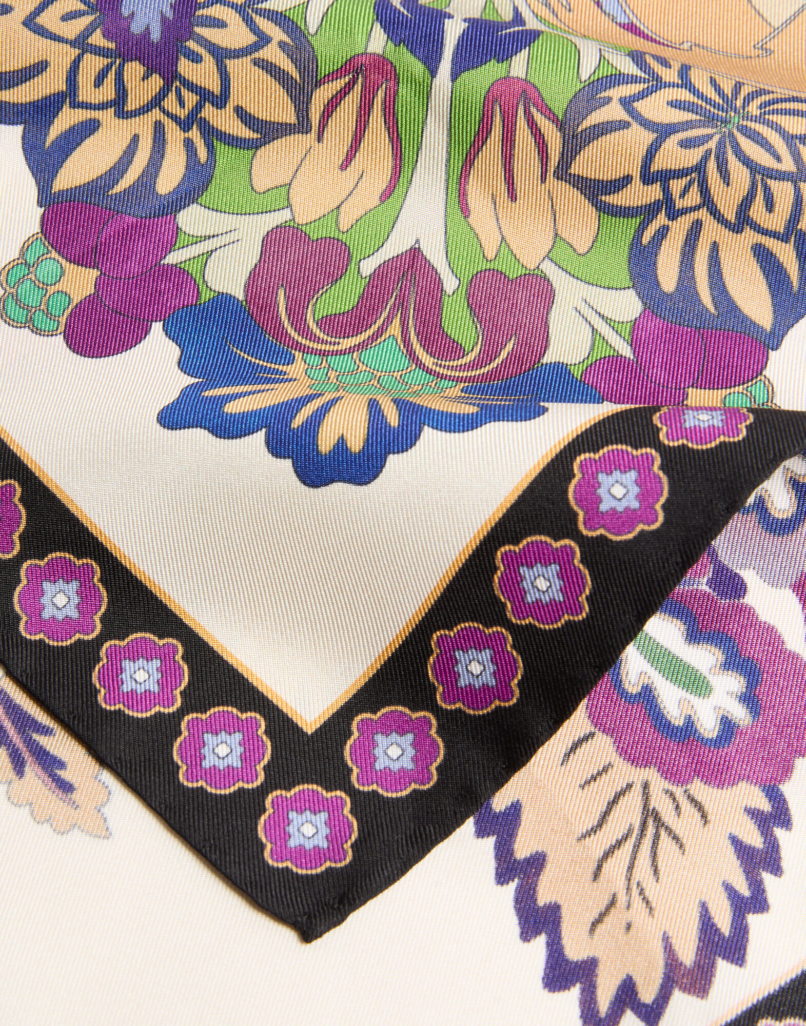 La DoubleJ Foulard 45 Cornucopia Plac&eacute;e Ivory SCA0065SIL006CRN03BR05