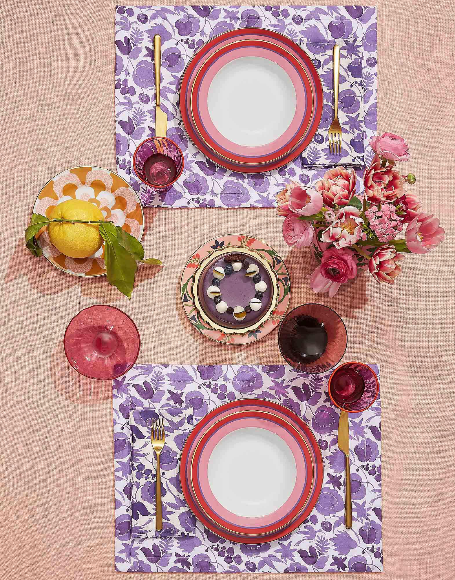 La DoubleJ Placemat Set Of 2 Wildbird Viola Small TBM0001LIN001CER0020