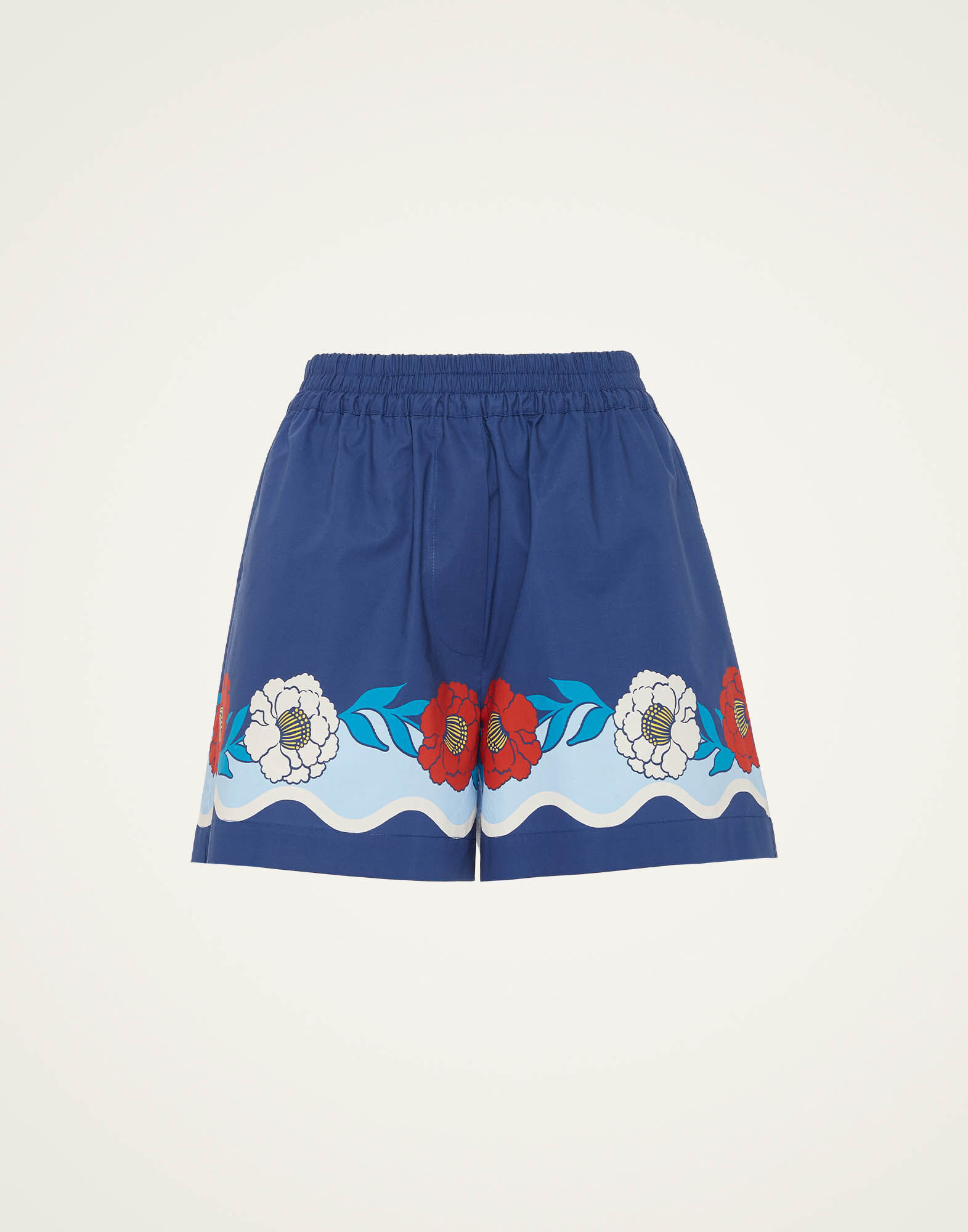 La DoubleJ Pull-Up Shorts Whitsun Plac&eacute;e Blue TRO0060COT015FSK03BU03