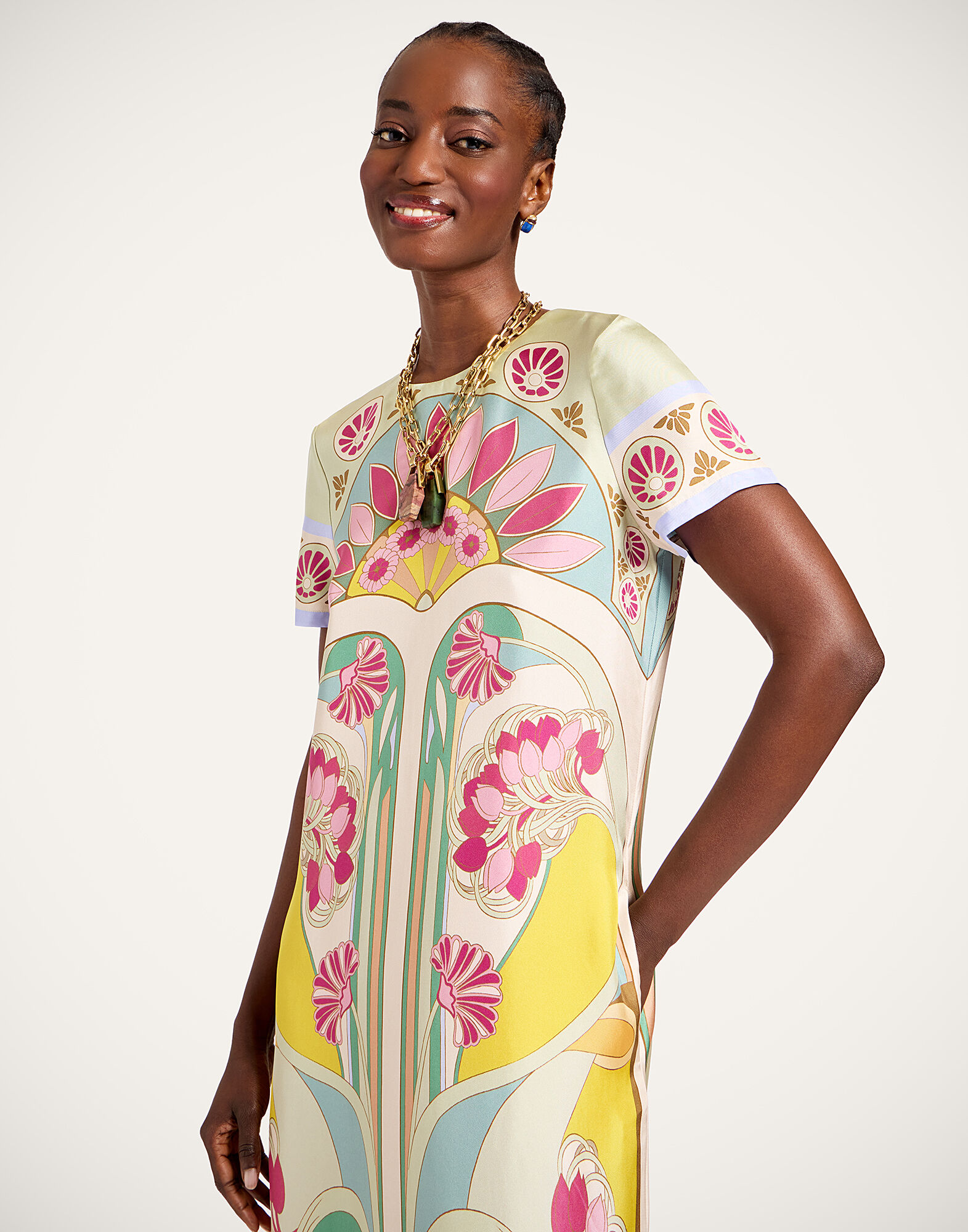 La DoubleJ Swing Dress Tulip Plac&eacute;e Green DRE0864SIL026TUL07GR02