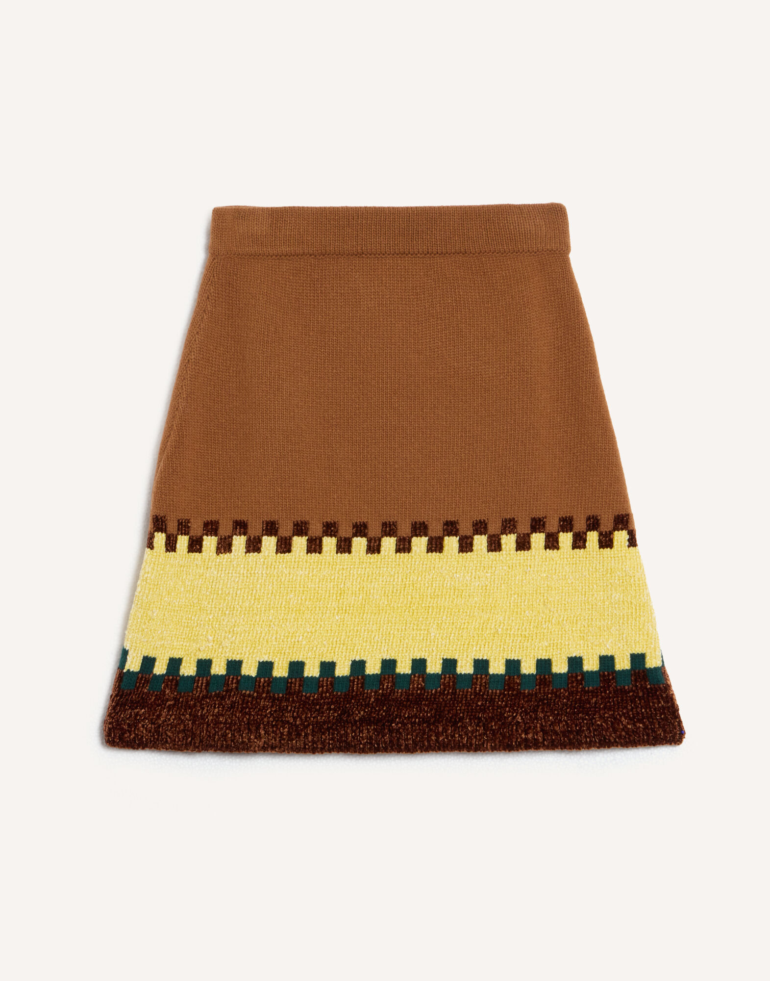 La DoubleJ In My Power Mini Skirt Color Block Camel and Light Yellow SKI0218KNI037VA515BR04