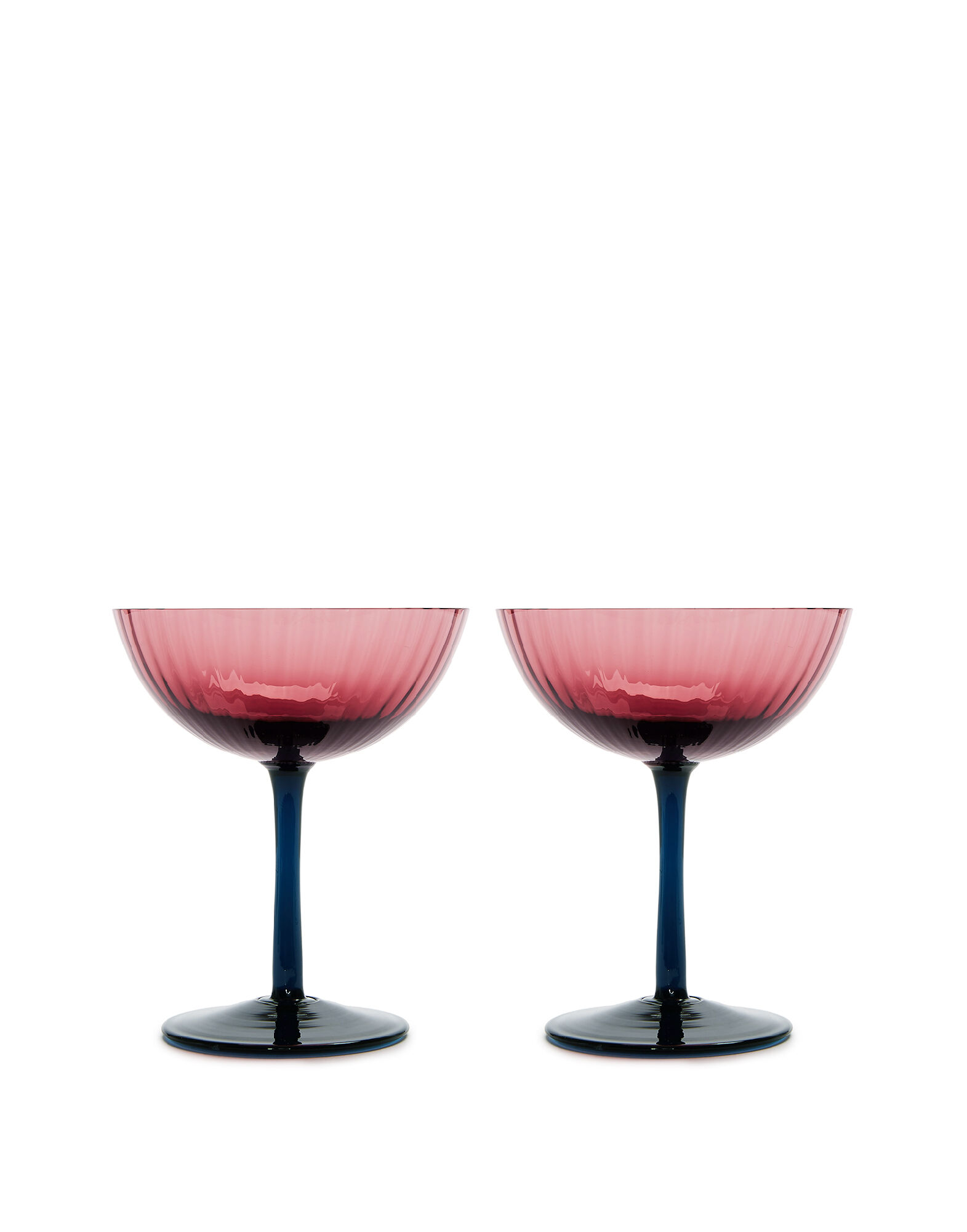 Four Pink Vintage Cocktail Champagne Glasses