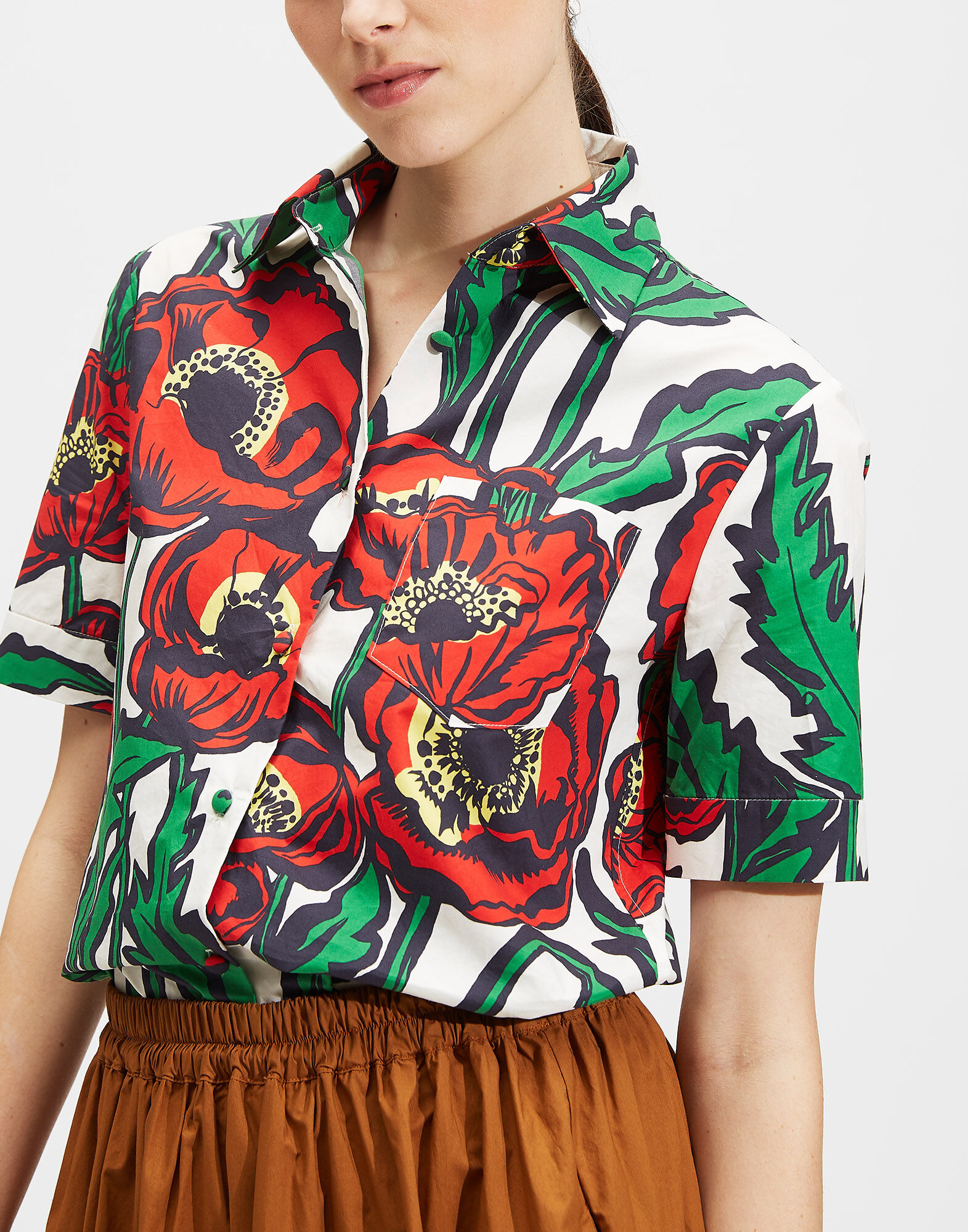 LaDoubleJ Clerk Shirt Big Blooms Bianco SHI0020COT001PFI0003