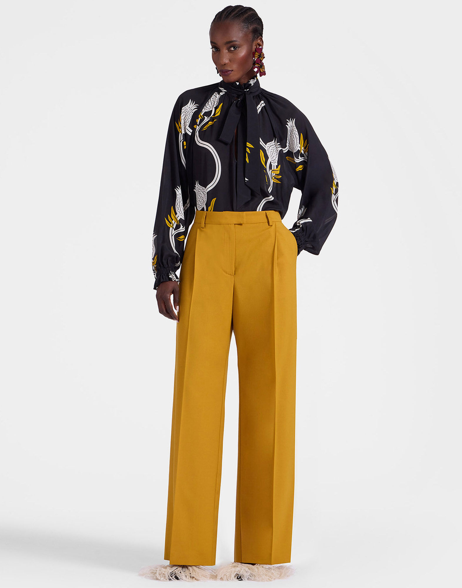Yellow loose pants discount