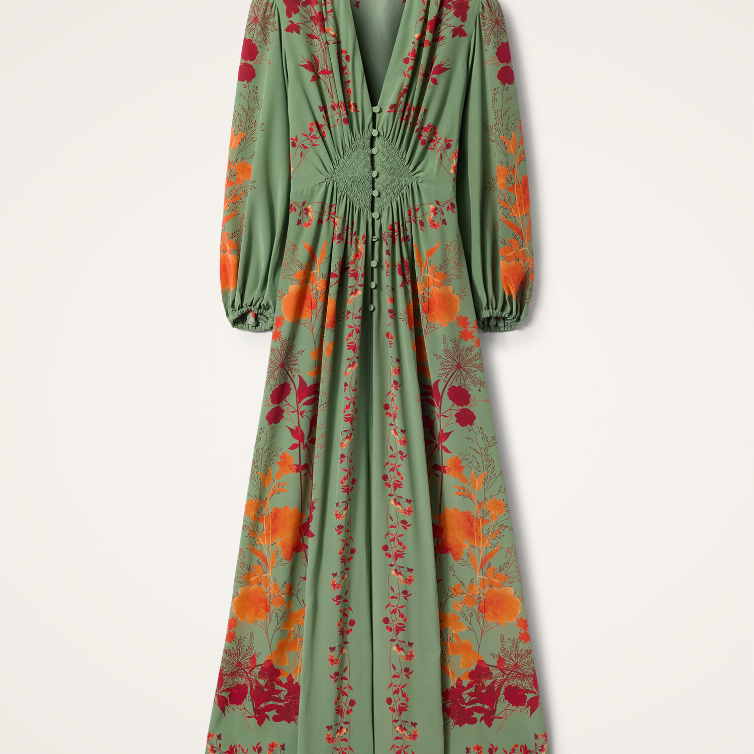La Doublej Camerino Maxi Dress In Woodland Placée Green & Orange