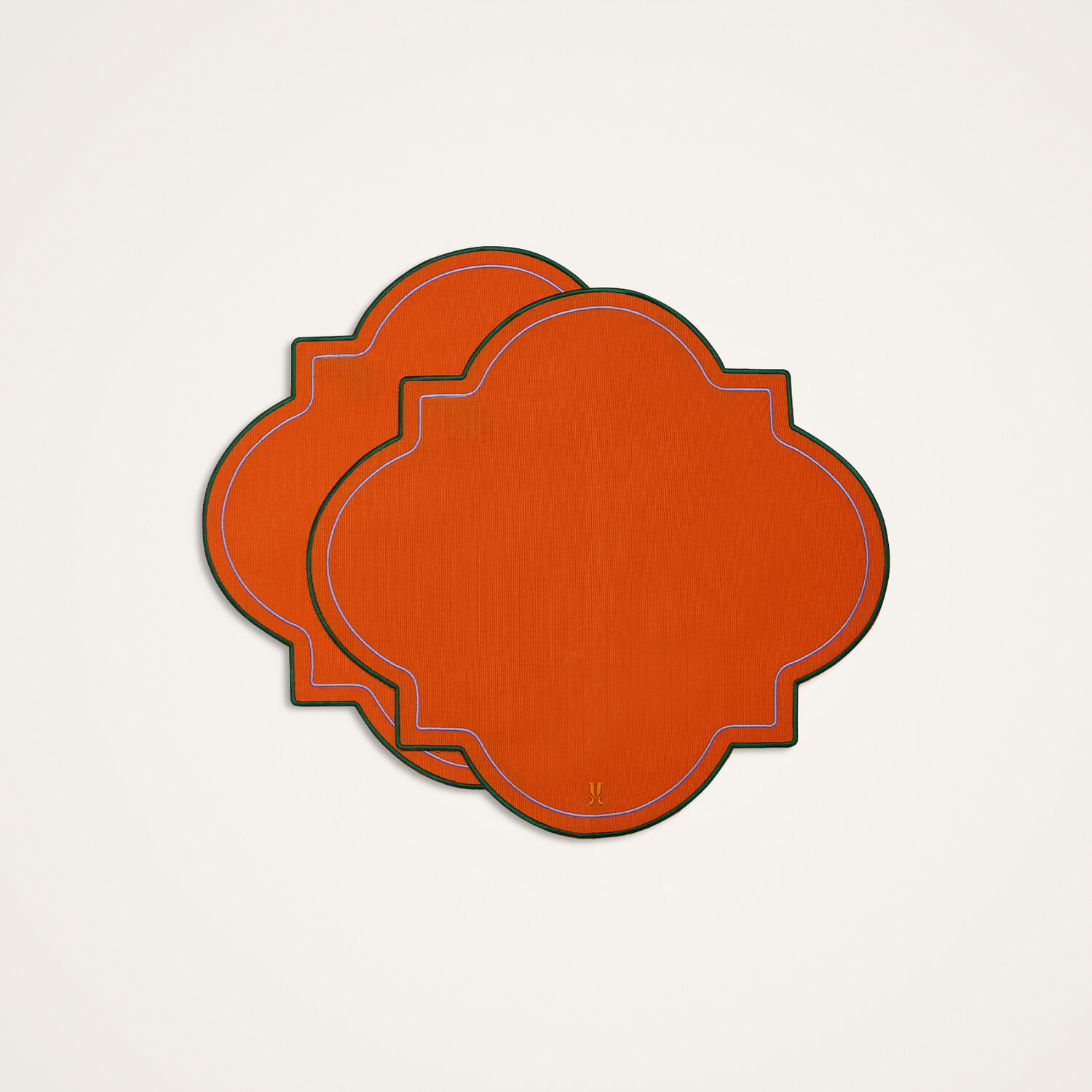 La Doublej Medallion Placemats Set Of 2 In Solid Orange
