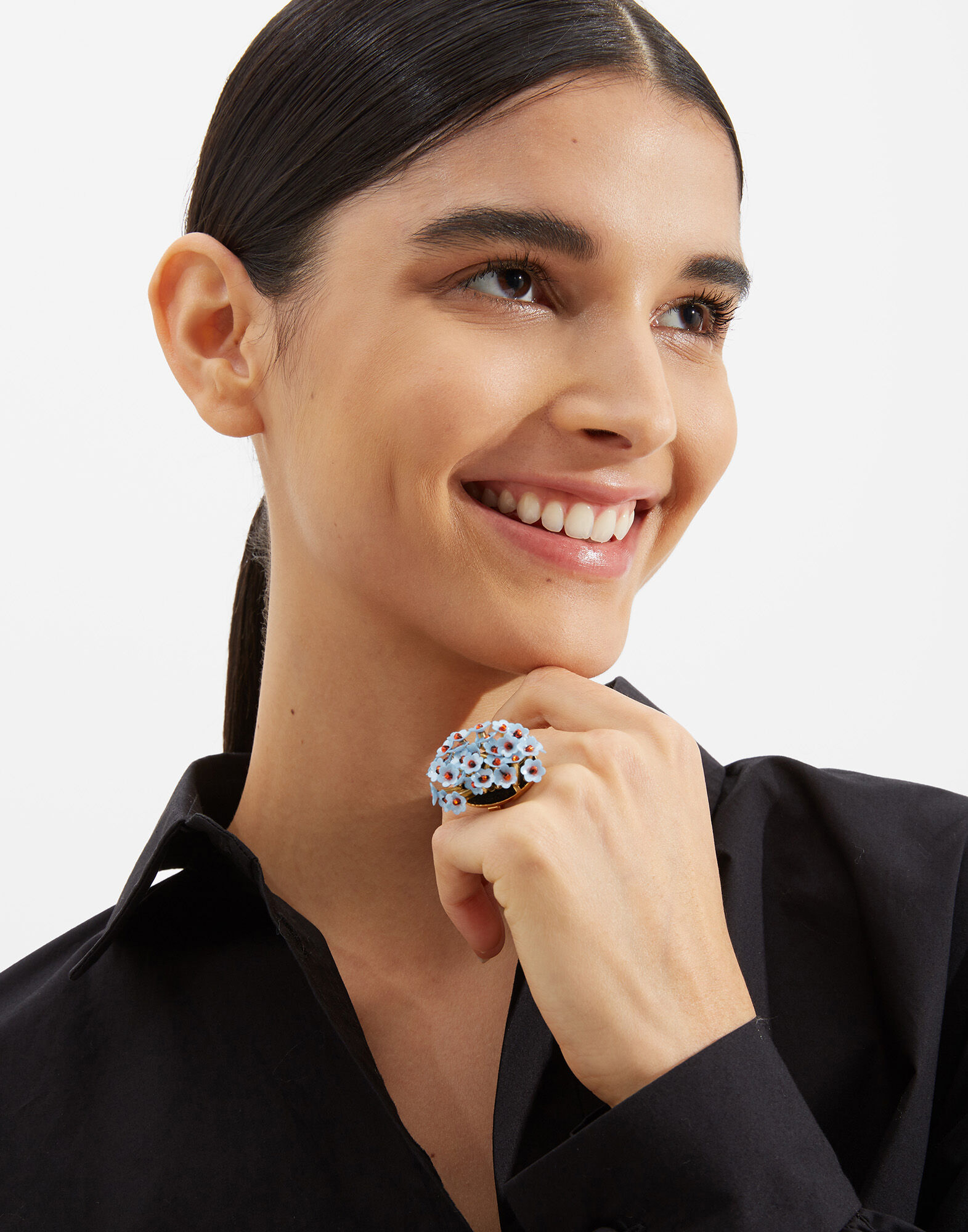 La DoubleJ Blossom Ring Fiori Azzurri RIN0001BRA001FIO0004