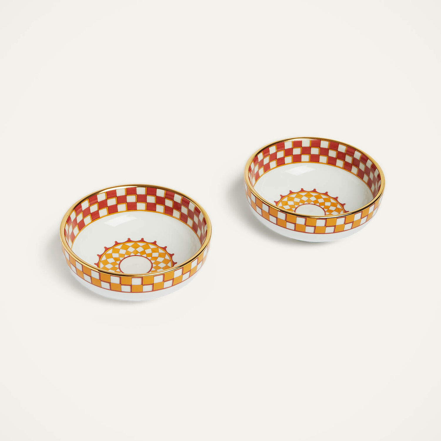 La Doublej Apollo Set Of 2 Porcelain Snack Bowls In Apollo Brick