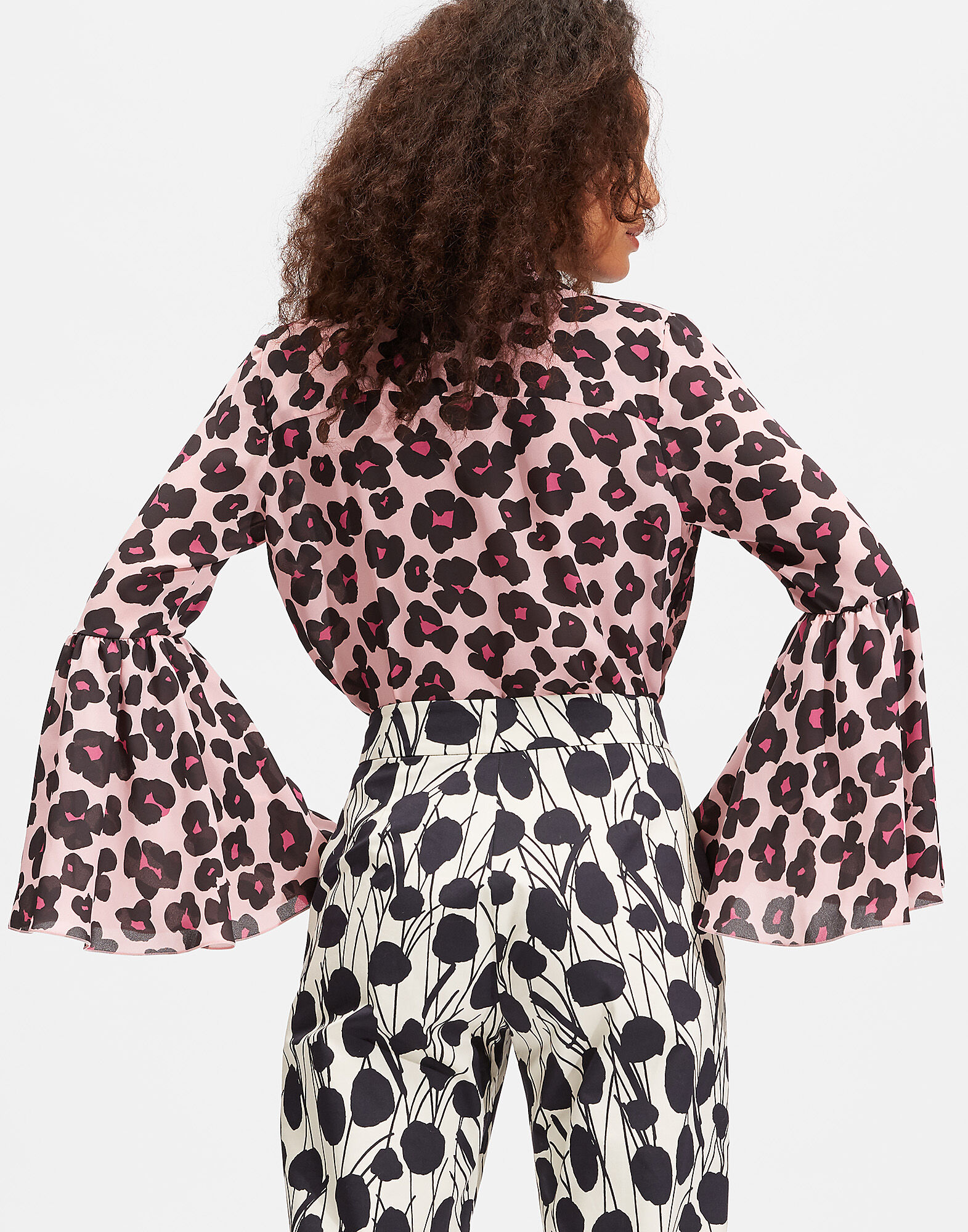 LaDoubleJ Carmen Shirt Flower Leopard Rosa SHI0035DBG001FLL0003