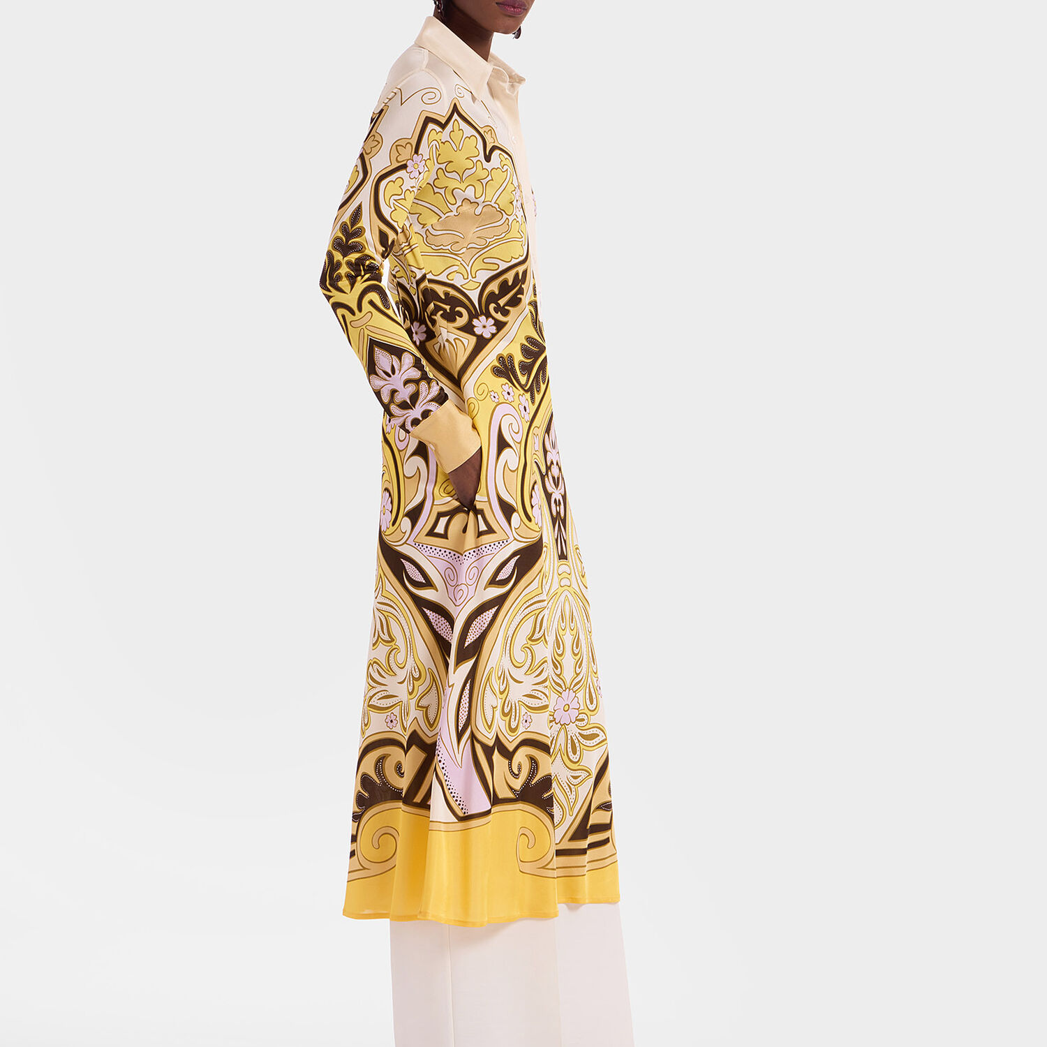 La Doublej Perry Printed Midi Dress In Spells Placée Yellow