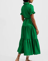 Long &amp; Sassy Dress - Tinta Unita Verde in Silk