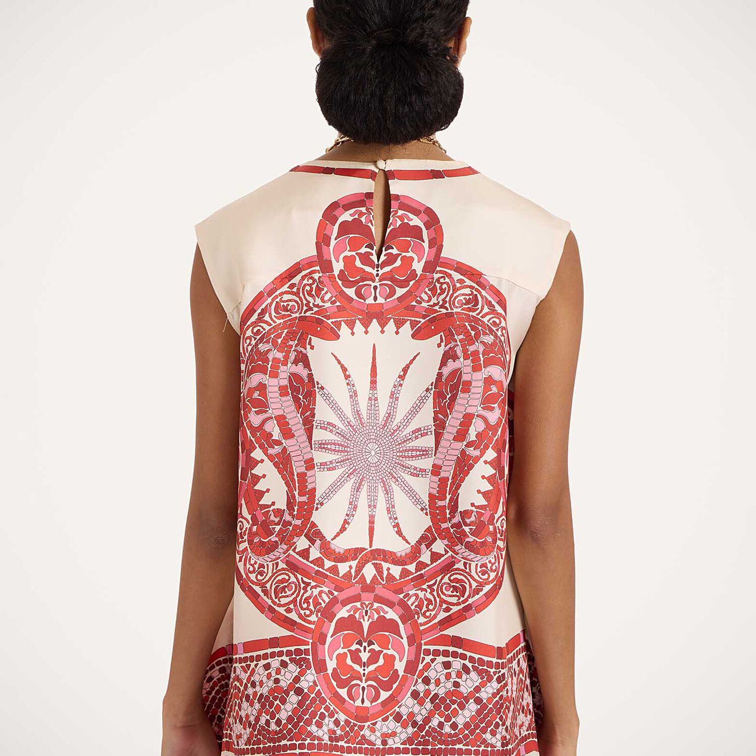 La Doublej San Carlo Printed Silk Twill Top In Brown