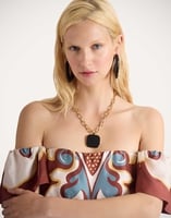 La DoubleJ Soul Pendant Necklace La DoubleJ Soul Pendant Necklace 24k Gold Plate & Onyx NEC0017BRA003ONY01YE05