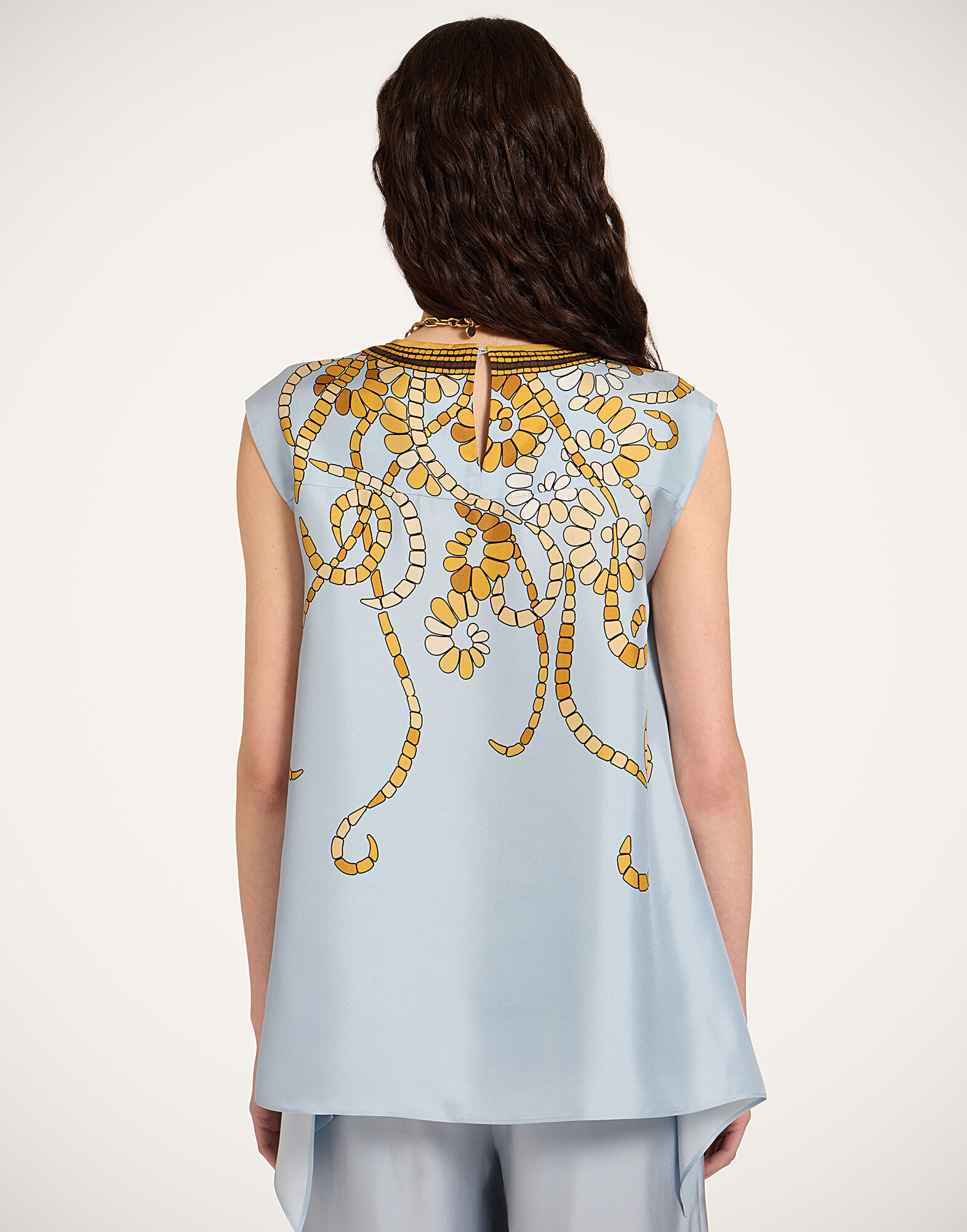 La DoubleJ San Carlo Top Oceania Plac&eacute;e Light Blue TOP0157SIL006OCE01BU01