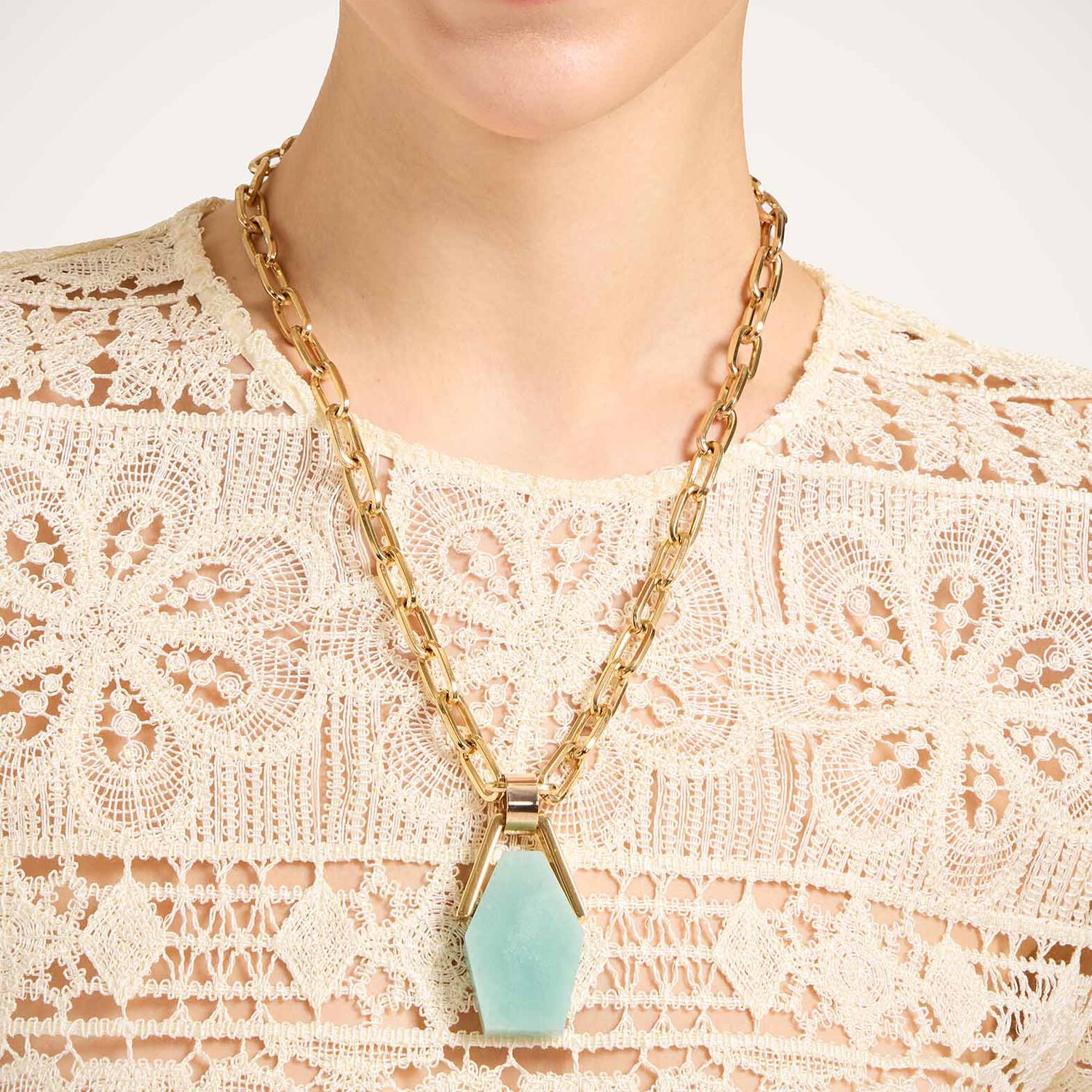  La Doublej Necklaces Gend - Portal Necklace 24k Gold Plate & Amazonite One Size 70% Brass 30% Amazonite 