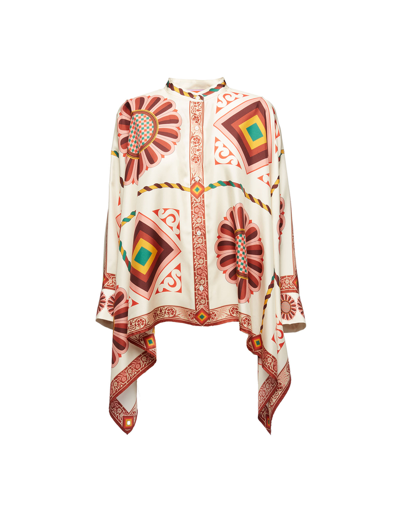 La DoubleJ Foulard Shirt La DoubleJ Foulard Shirt Macro Tiles Placée SHI0059SIL006MAC01WH01