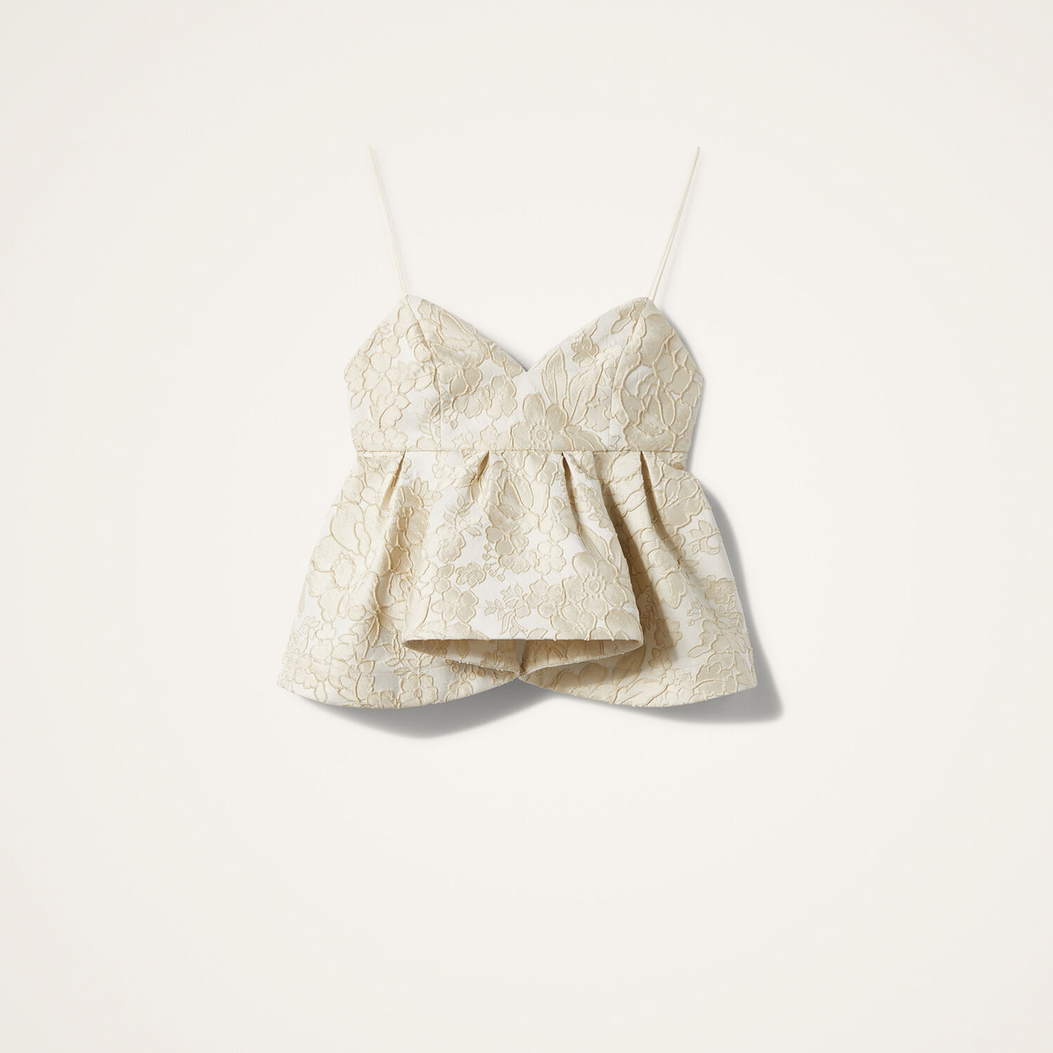 La Doublej Floral-lace Peplum Top In Green