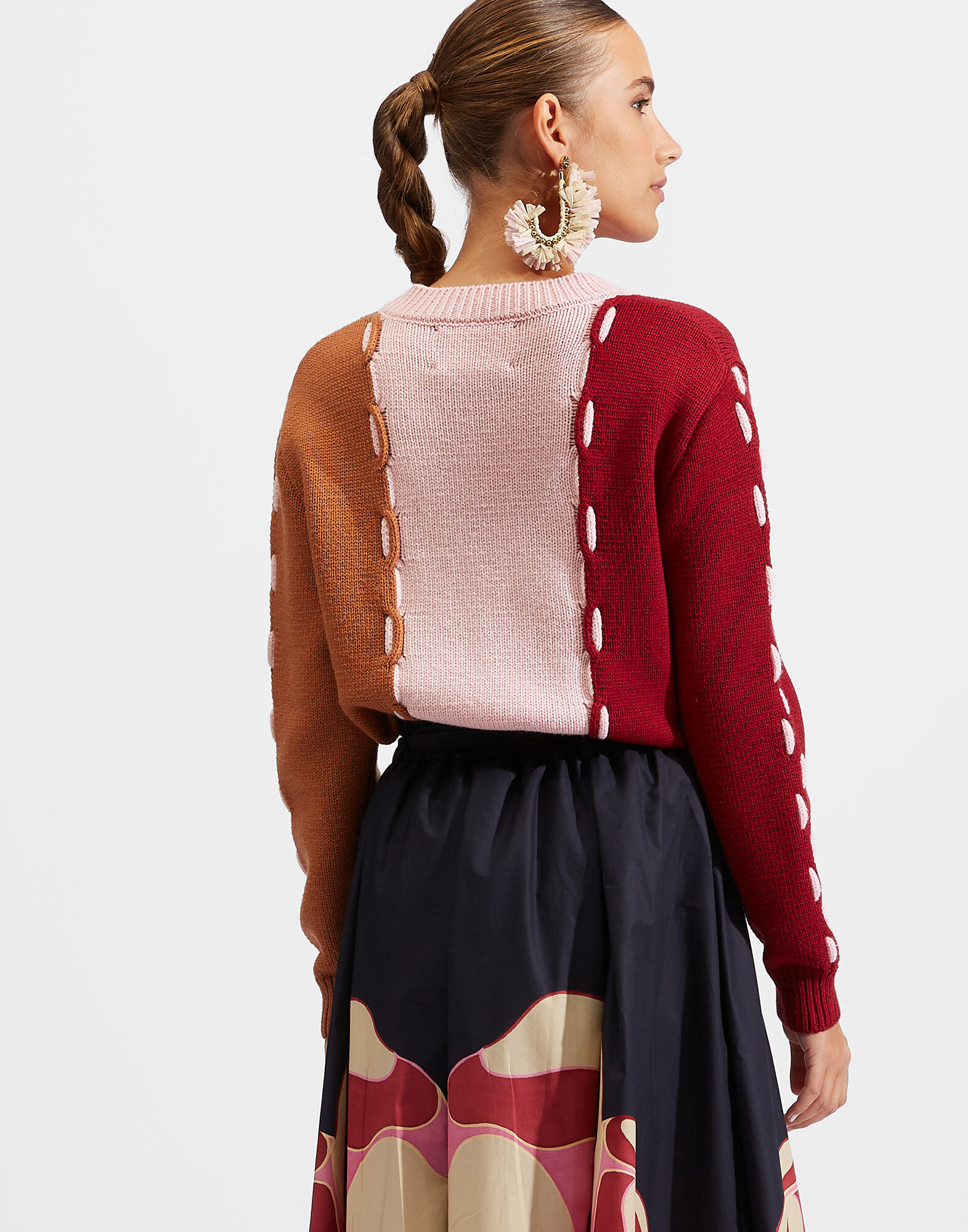 La DoubleJ Braided Crew Pink/Camel TOP0079KNI054VAR0105