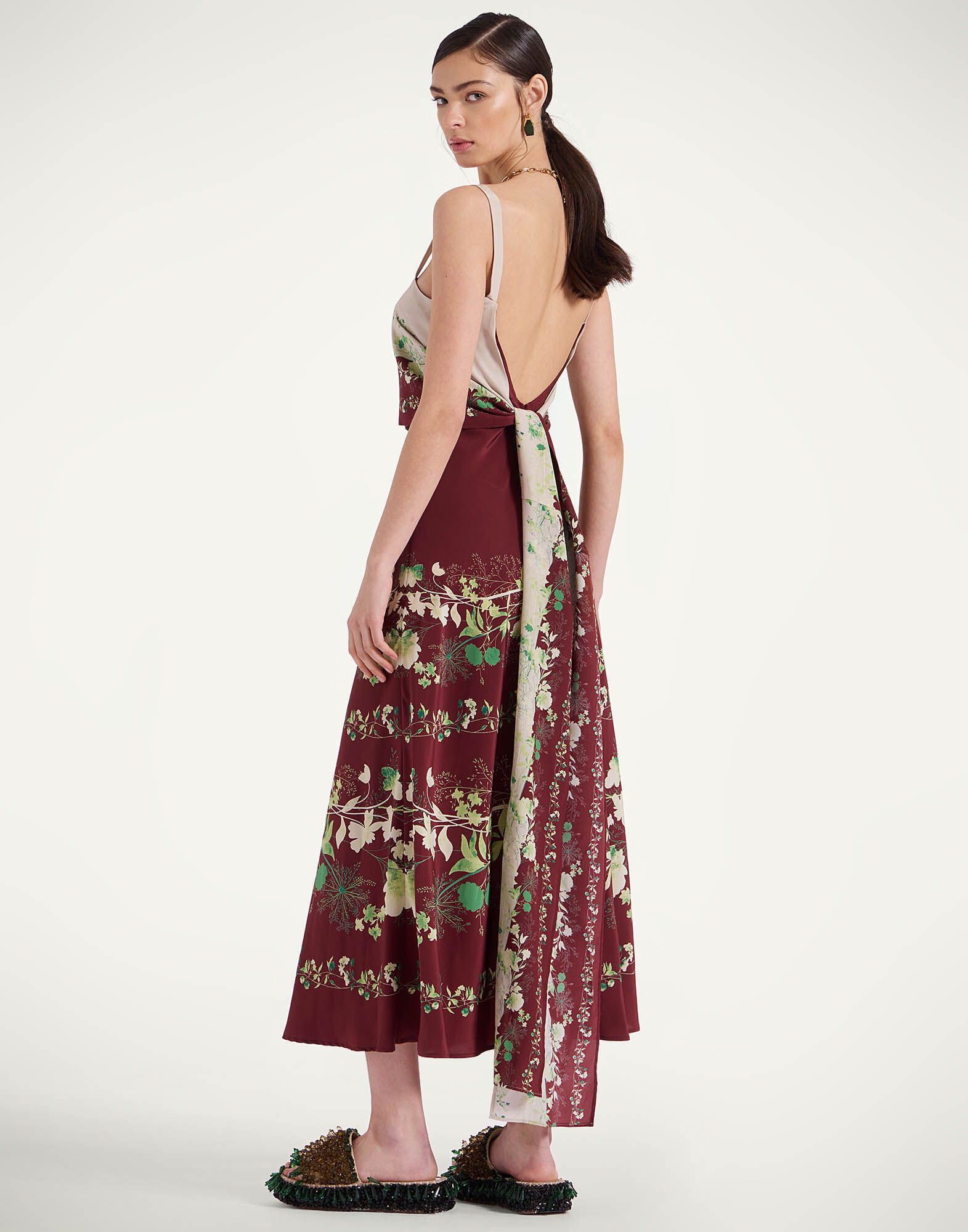 La DoubleJ Slip-Around Dress Woodland Plac&eacute;e Burgundy DRE0562CRE002WOD01RE02