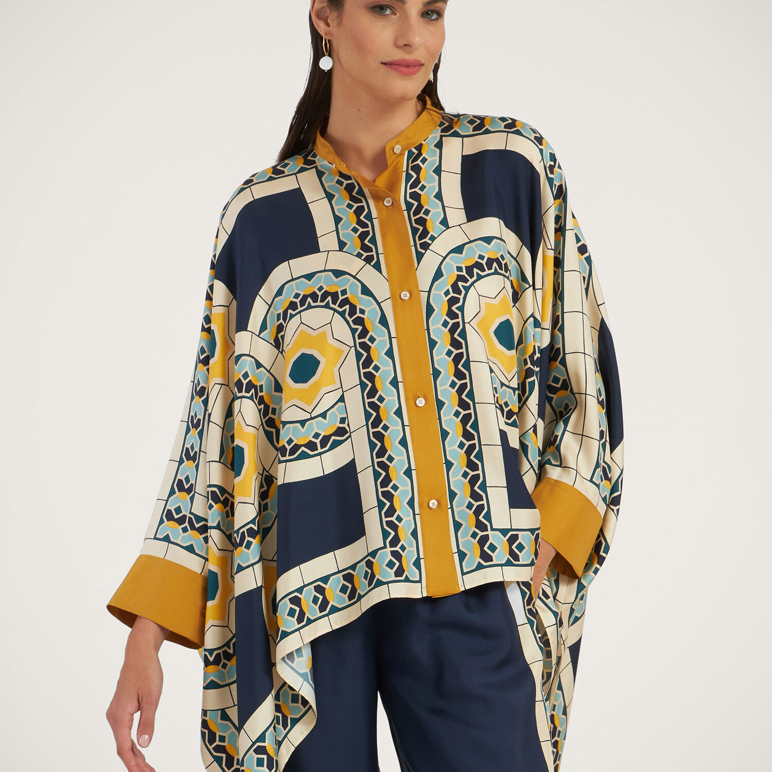 La Doublej Printed Top In Mudejar Placée Blue