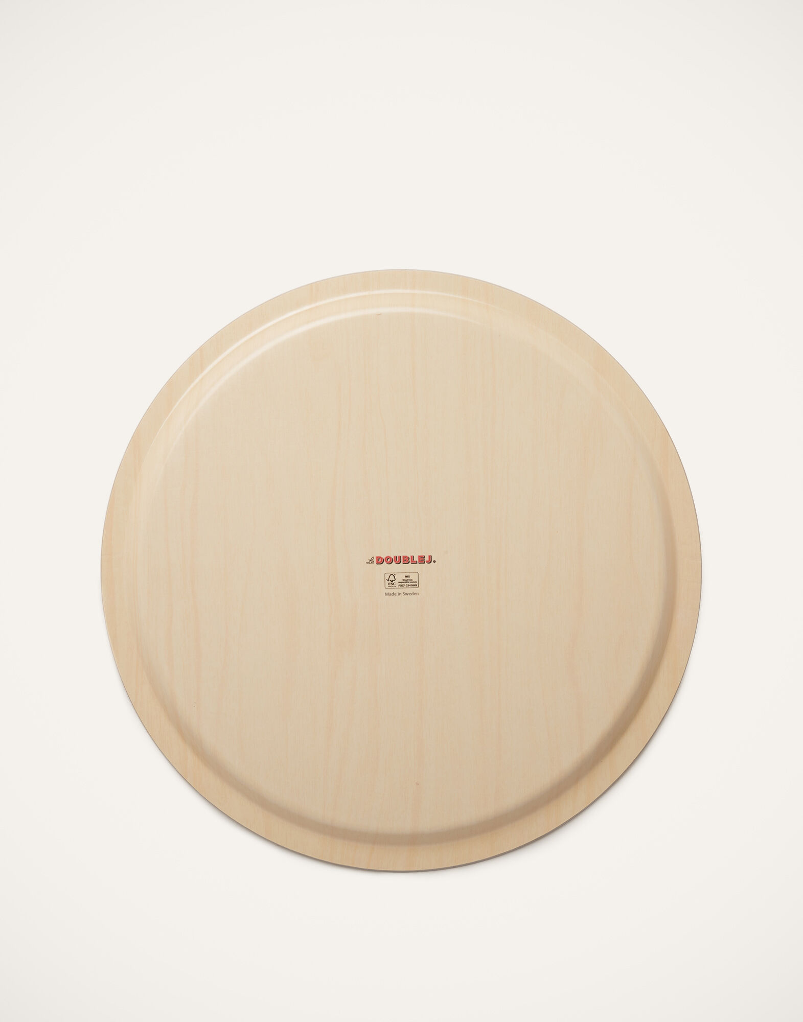 La DoubleJ Round Printed Tray Turning Tulips TRA0002WOD001HLE0010