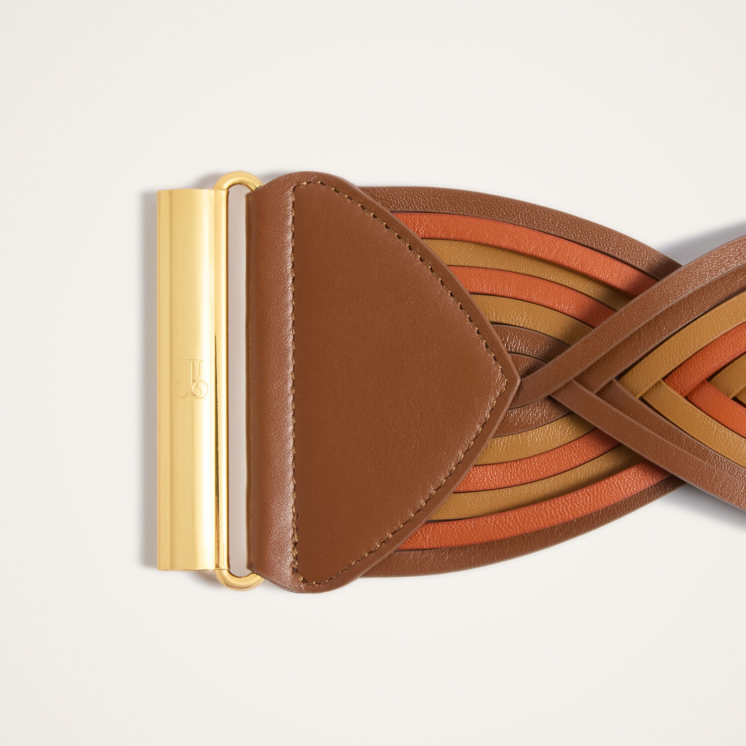  La Doublej Belts Women - Rainbow Belt Color Block Orange & Camel S 50% Cow Leather 40% Polyester 10% Nylon 