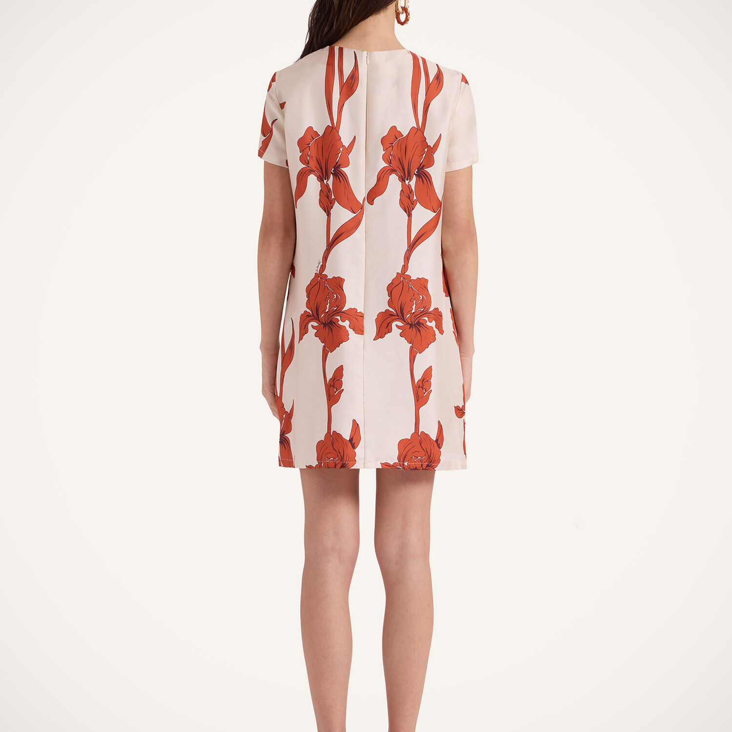 La Doublej Floral-print Silk-twill Mini Dress In Iris Dark Orange