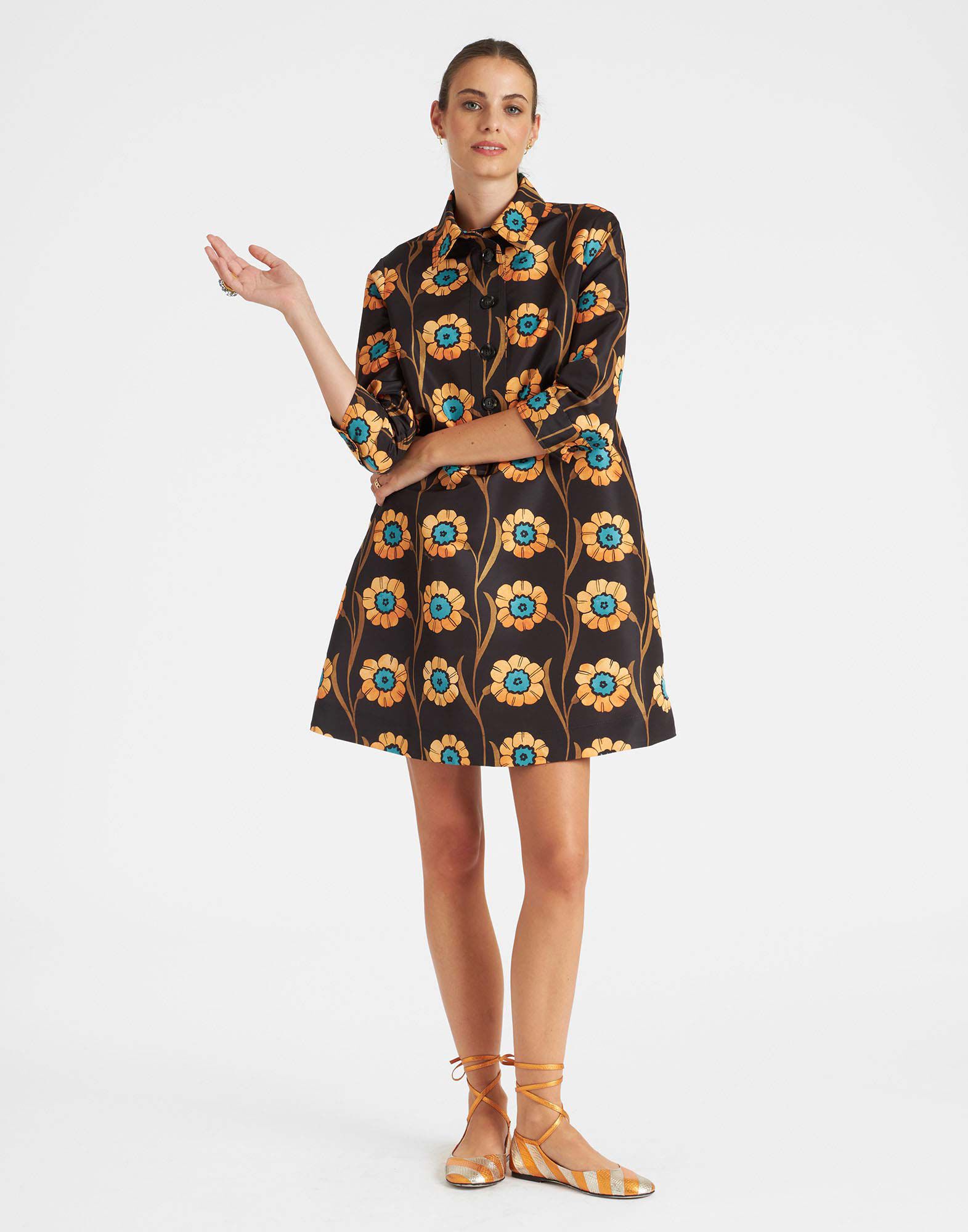 La DoubleJ Short Artemis Dress Daisychain Black DRE0180FAI001ROP01BL01